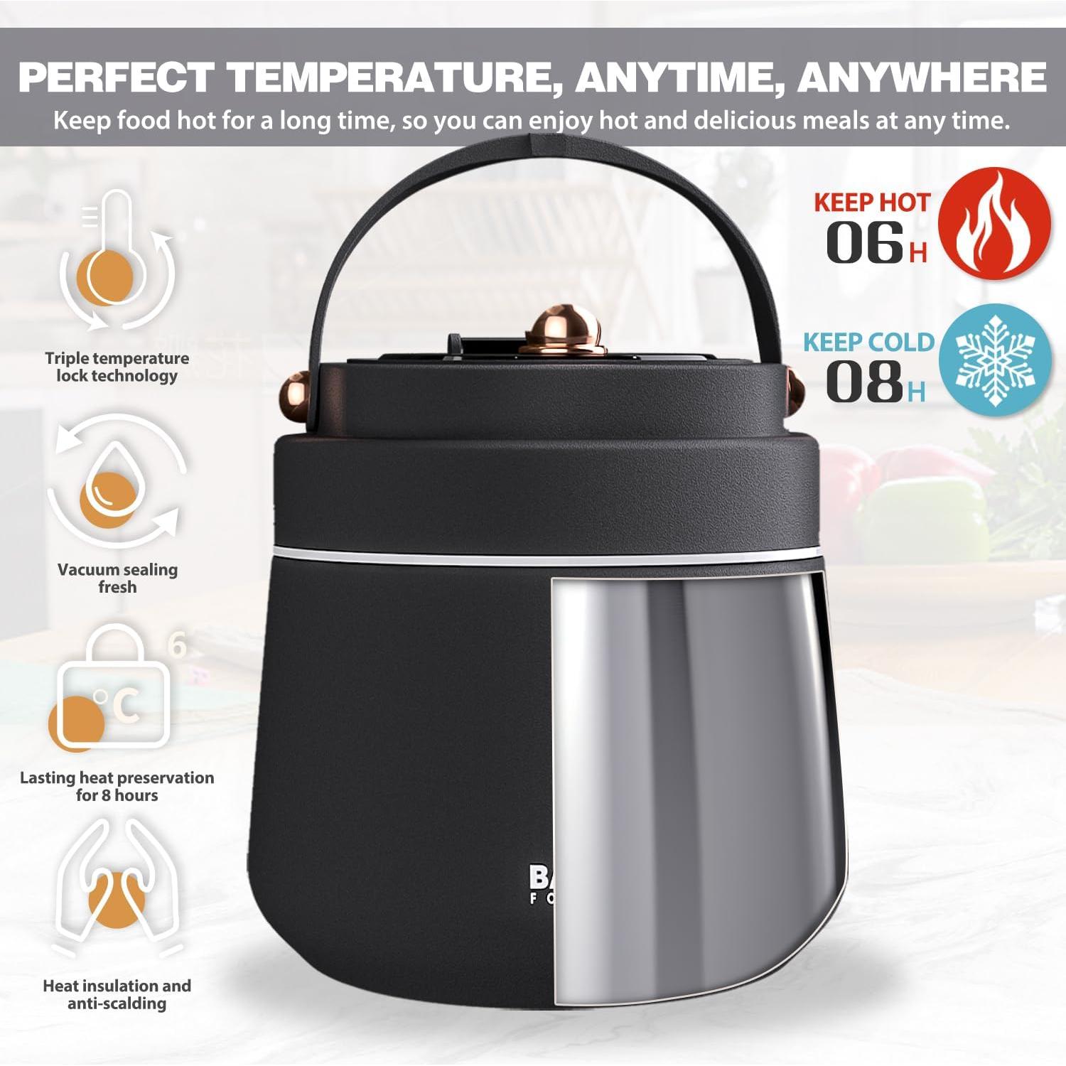 Termo de Comida Aislado BALPBBY 1.13 kg Negro con Cuchara