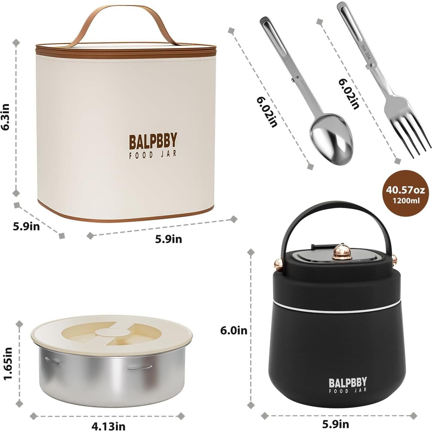 Termo de Comida Aislado BALPBBY 1.13 kg Negro con Cuchara