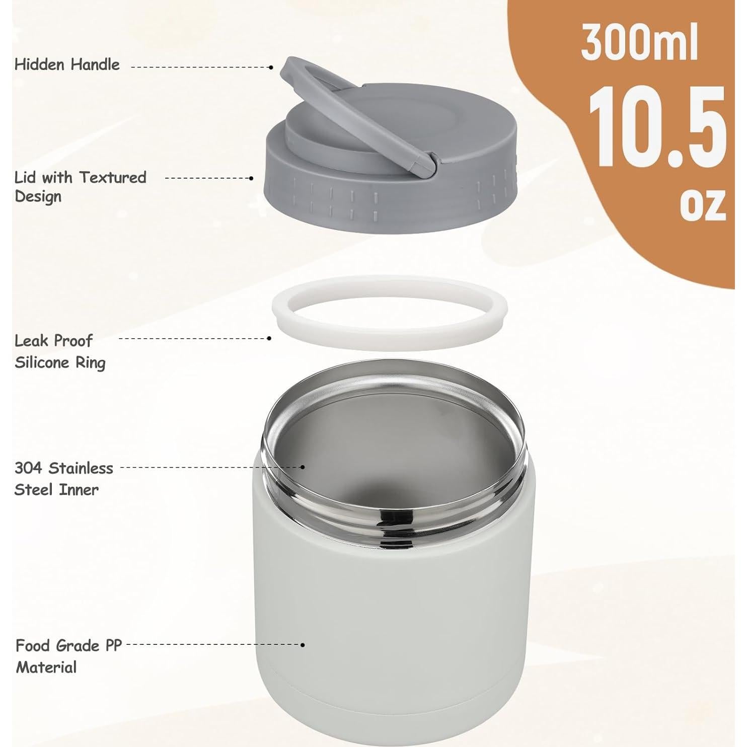 Termo de Sopa 310ml WyfKyd Aislado Acero Inoxidable Gris