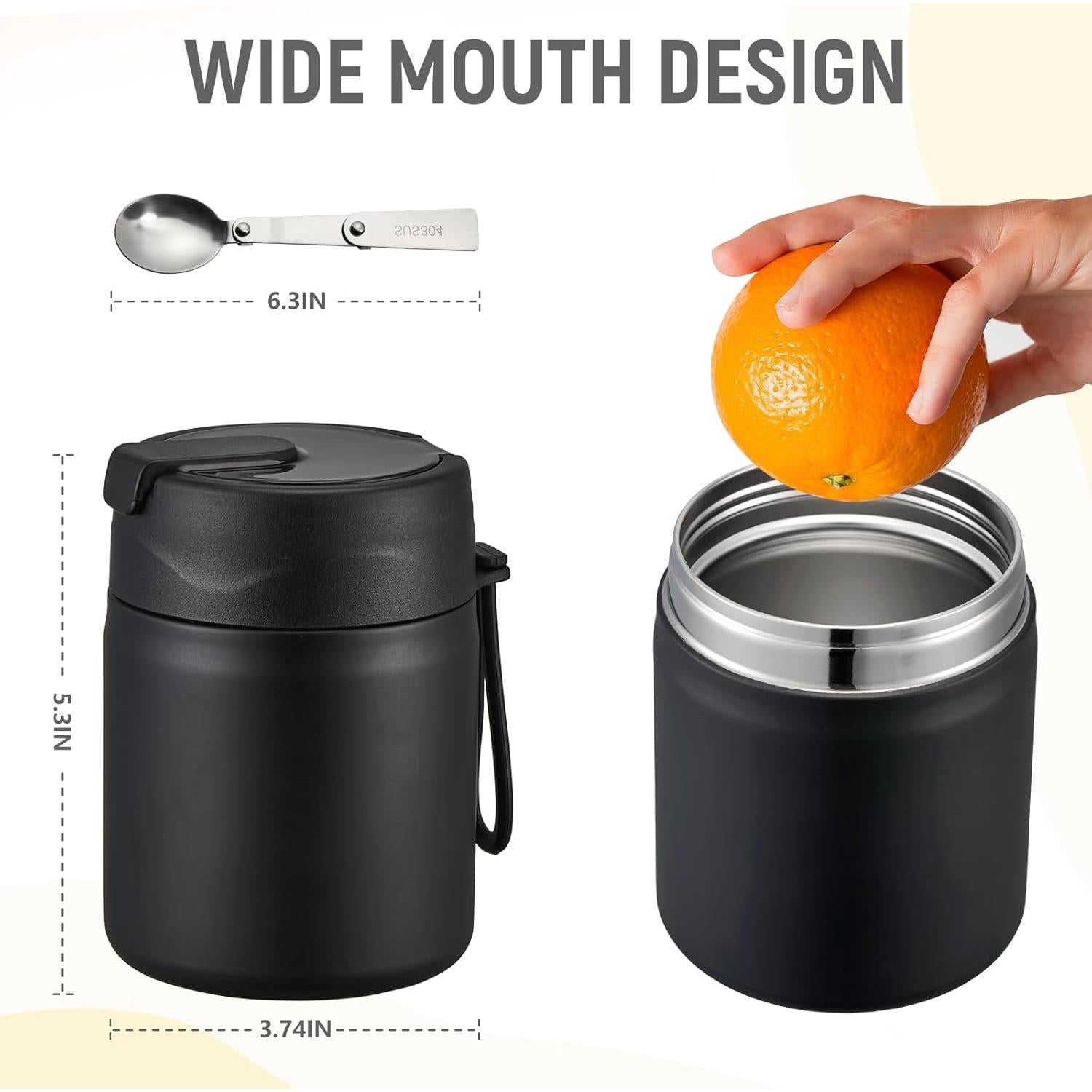 Termo de Sopa Aislado Pawtong 500ml con Cuchara Acero Inoxidable