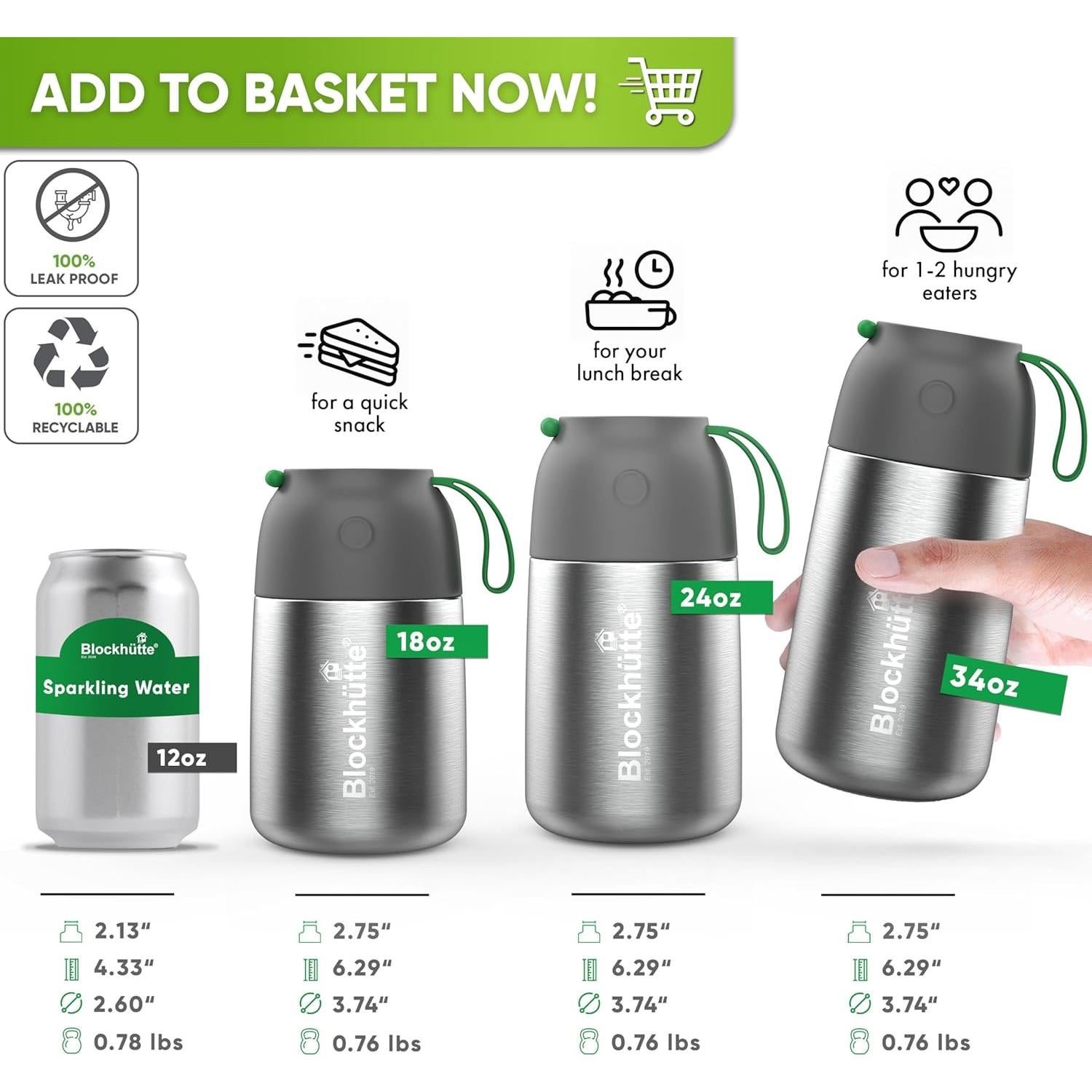 Termo de Comida Blockhütte 730 ml Acero Inoxidable 14h Caliente