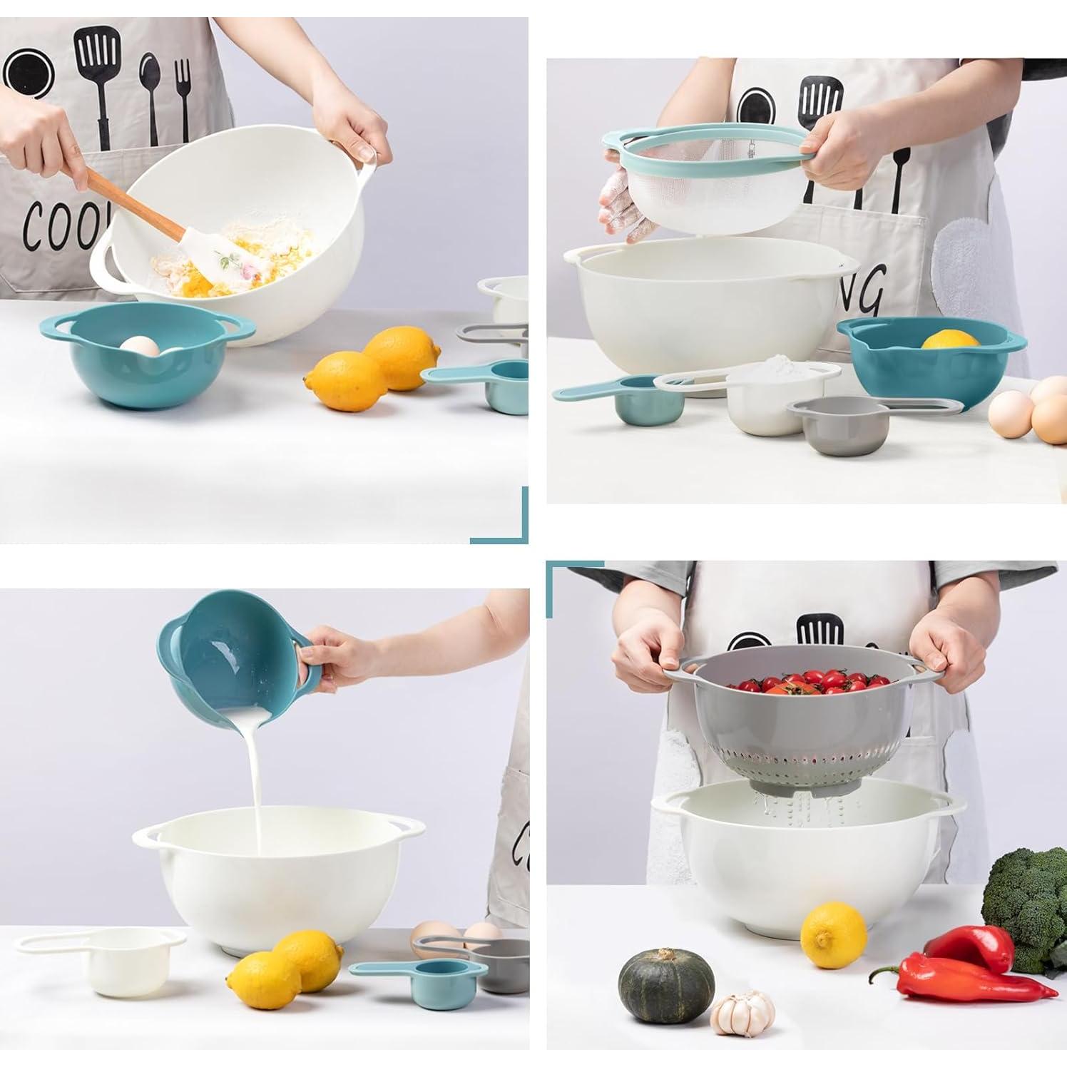 Set de Tazones para Mezclar Esie Houzie 13 Piezas Azul Morandi