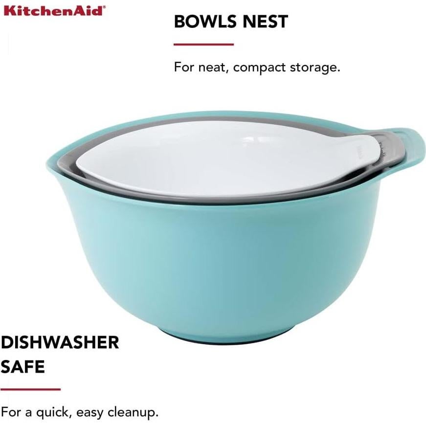 Juego de 3 Tazones de Mezcla KitchenAid Plástico 2.37L 3.31L 4.26L