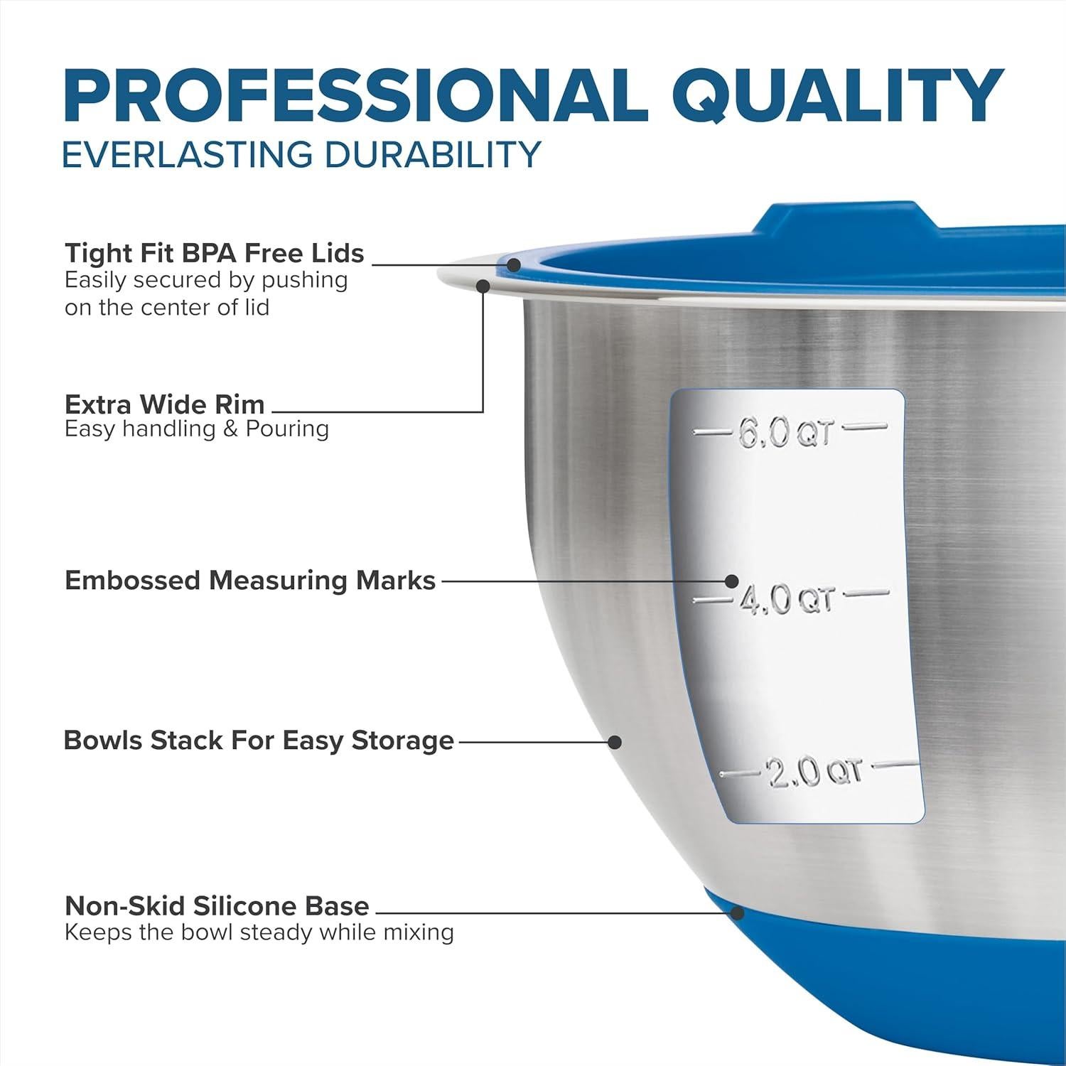 Juego de Cuencos Mezcladores Viking 10 Piezas Acero Inoxidable