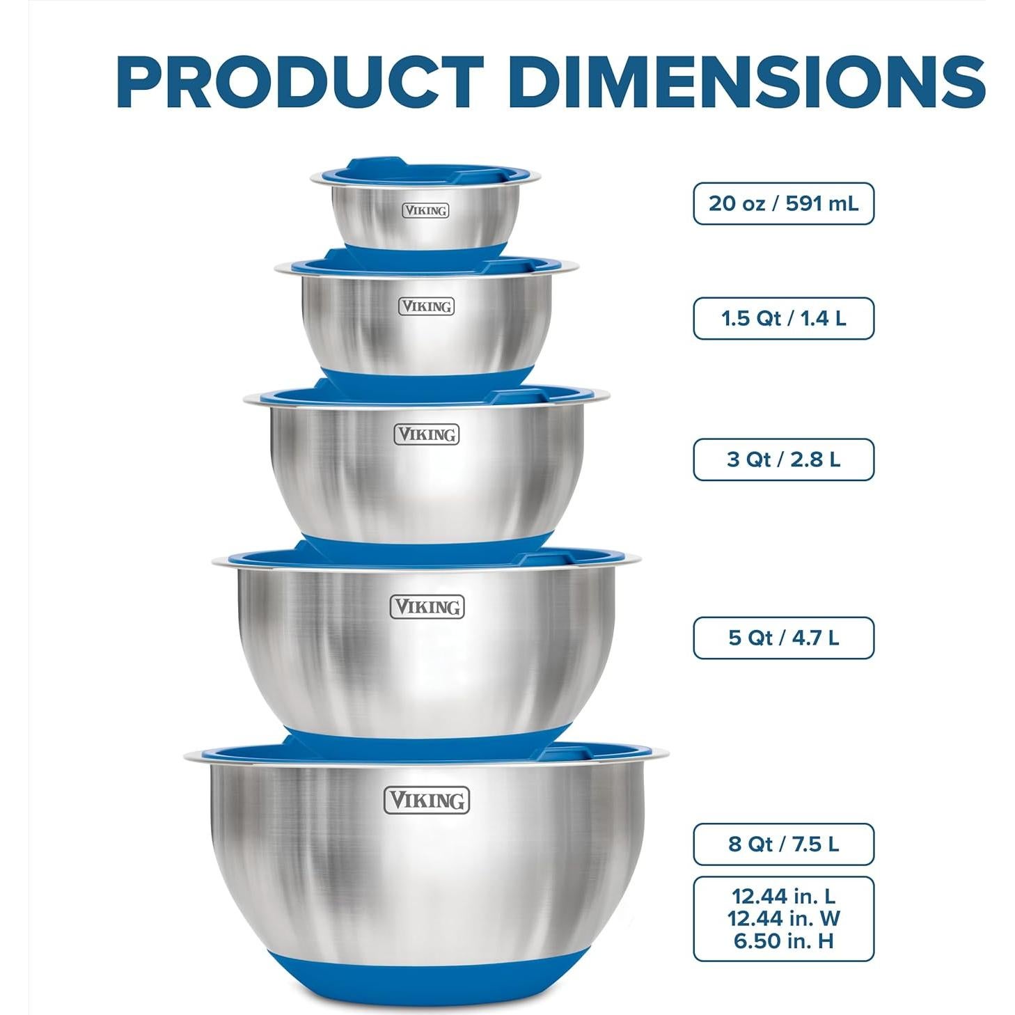 Juego de Cuencos Mezcladores Viking 10 Piezas Acero Inoxidable