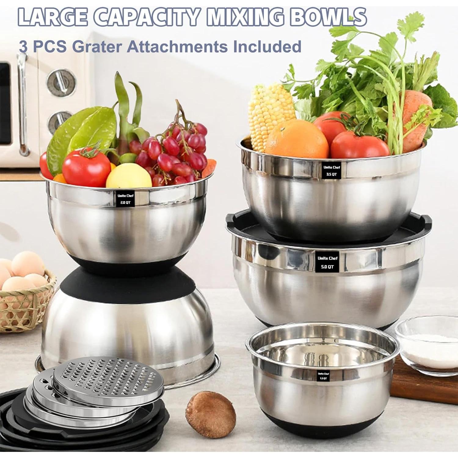 Juego de Tazones de Mezcla Umite Chef Acero Inoxidable 8 Piezas