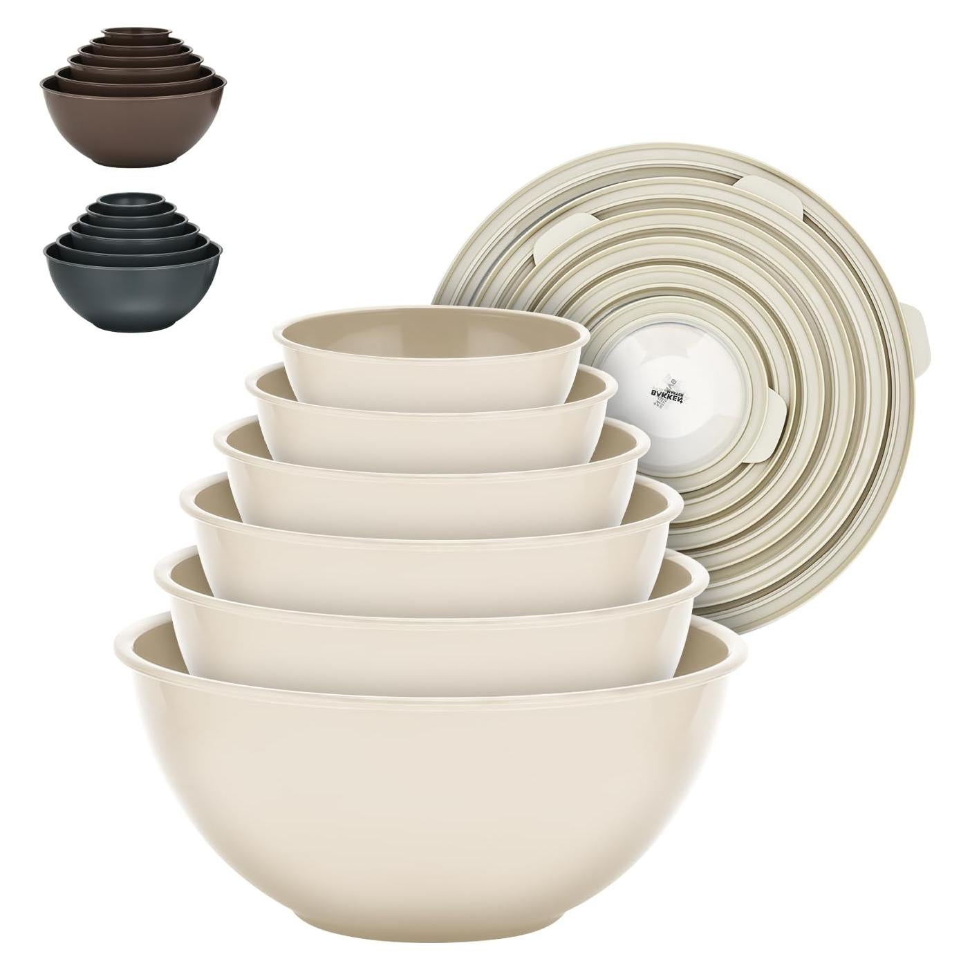 Juego de 12 Tazones Apilables Bakken Master con Tapas - Sin BPA