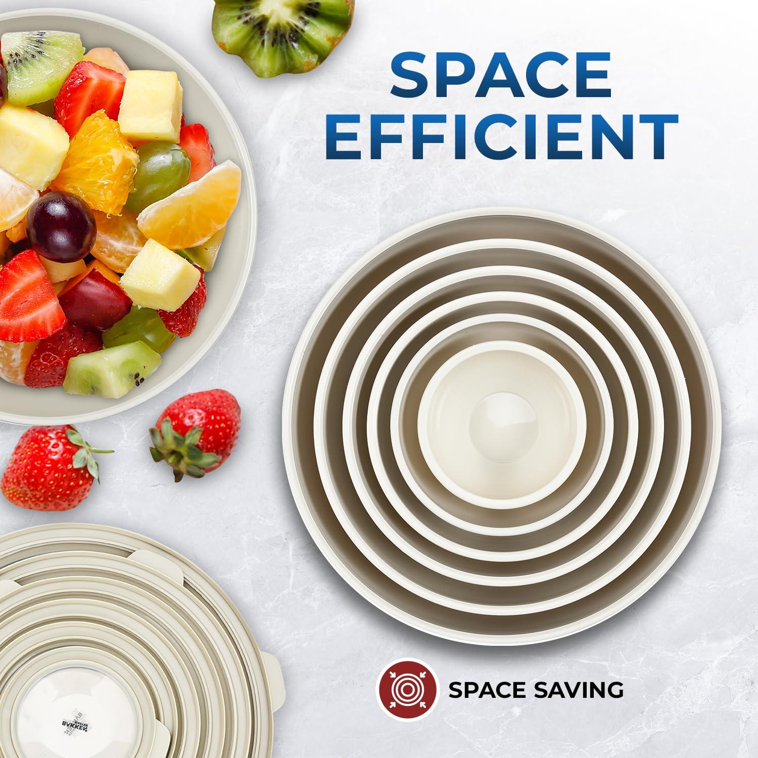 Juego de 12 Tazones Apilables Bakken Master con Tapas - Sin BPA