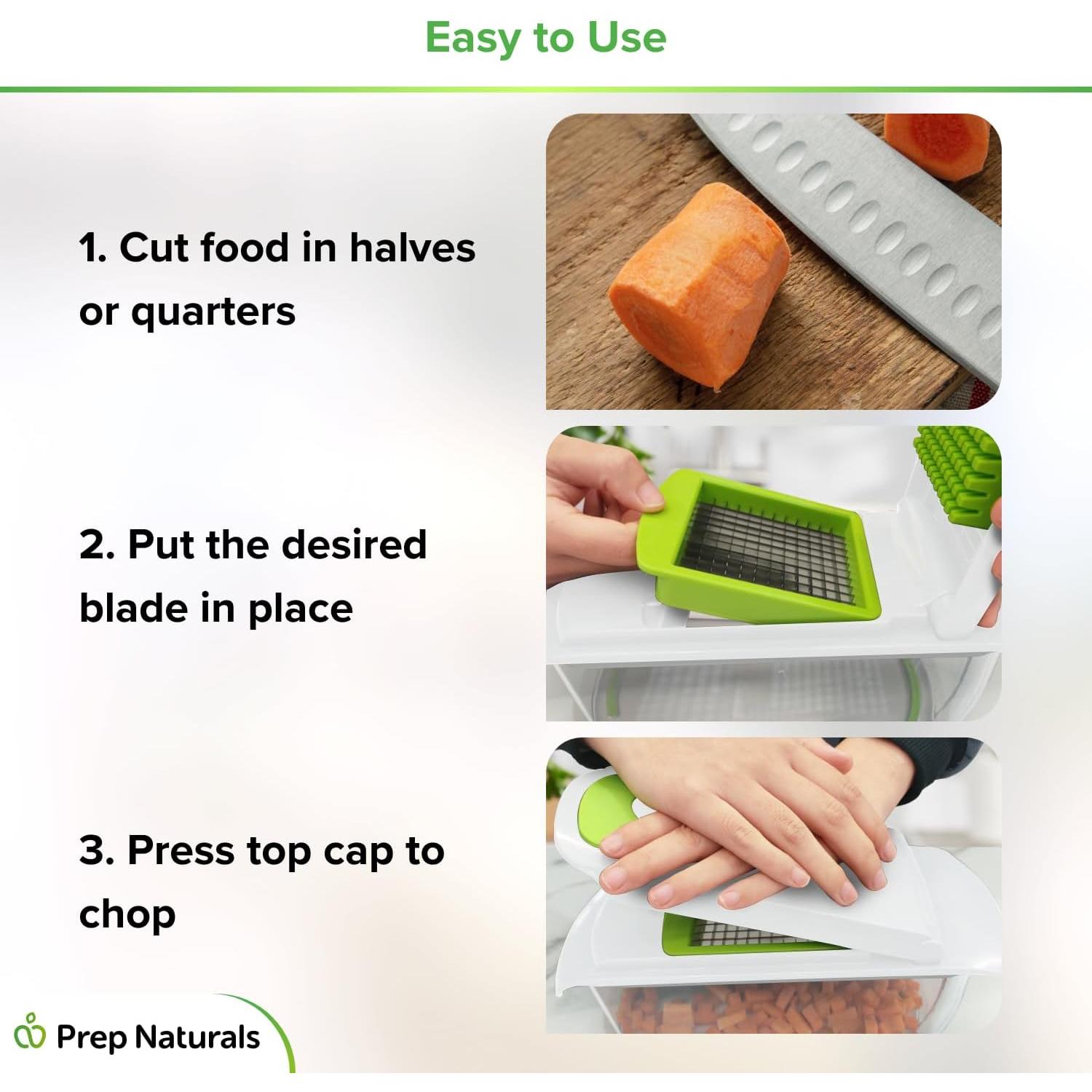 Cortador de Verduras 4 en 1 Prep Naturals - Acero Inoxidable Blanco