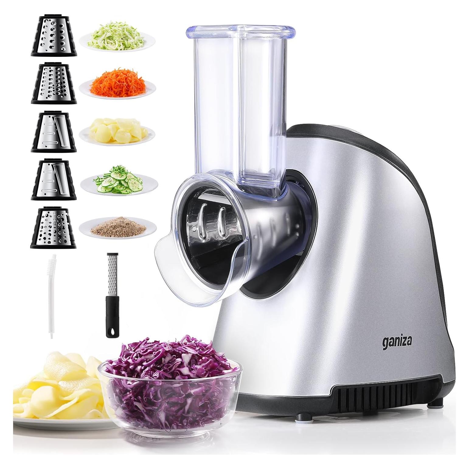 Rallador Eléctrico Ganiza 5-en-1 250W con 5 Cuchillas