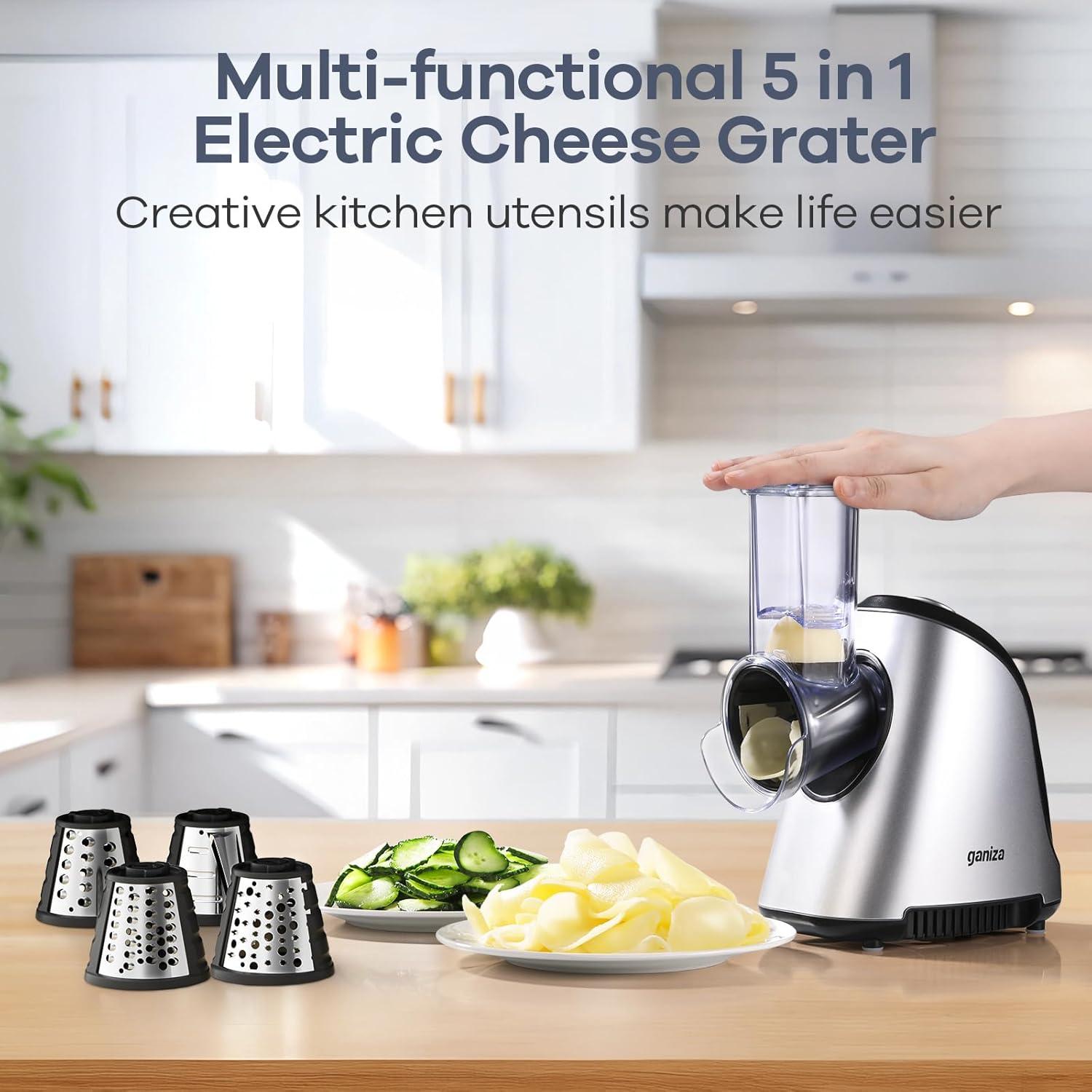 Rallador Eléctrico Ganiza 5-en-1 250W con 5 Cuchillas