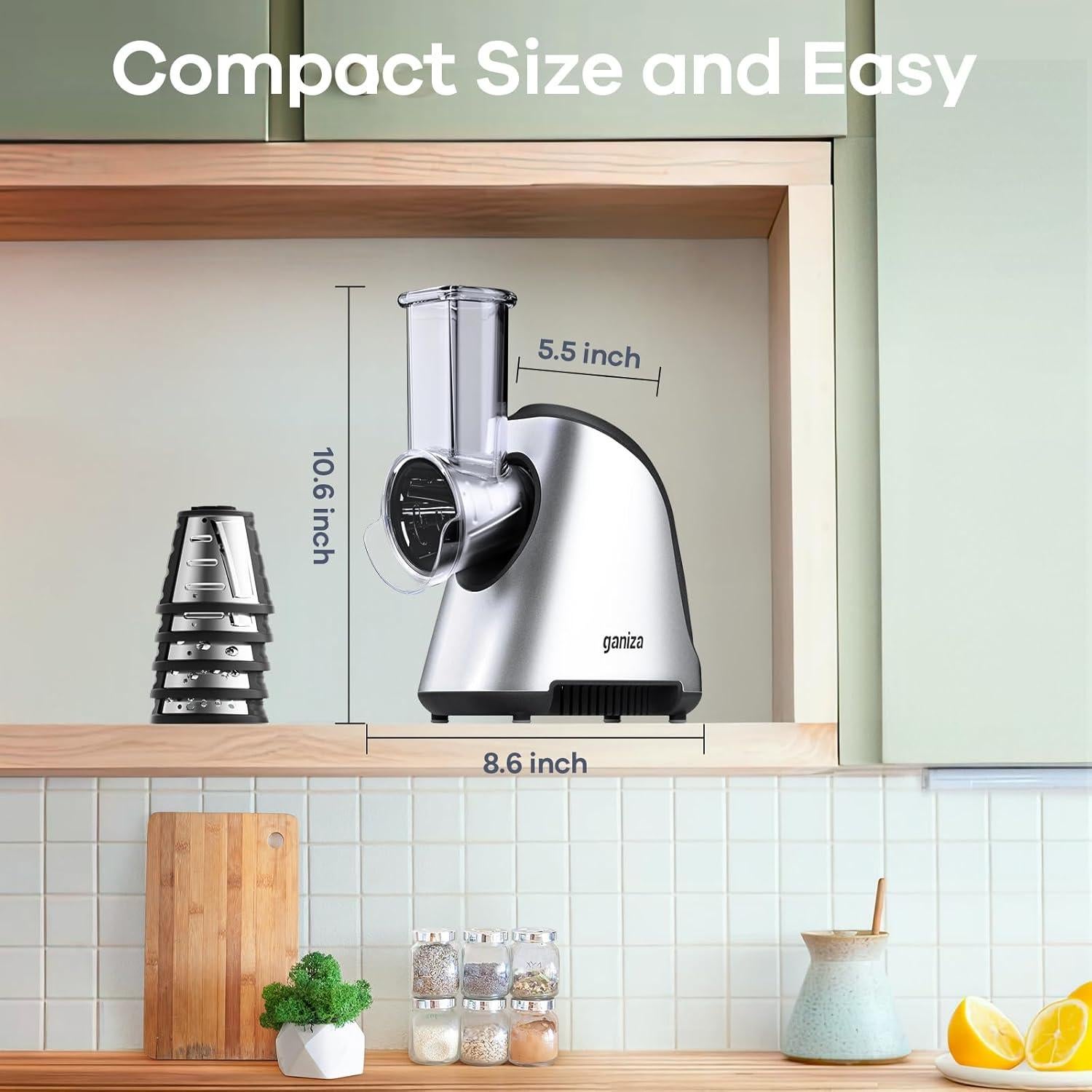 Rallador Eléctrico Ganiza 5-en-1 250W con 5 Cuchillas