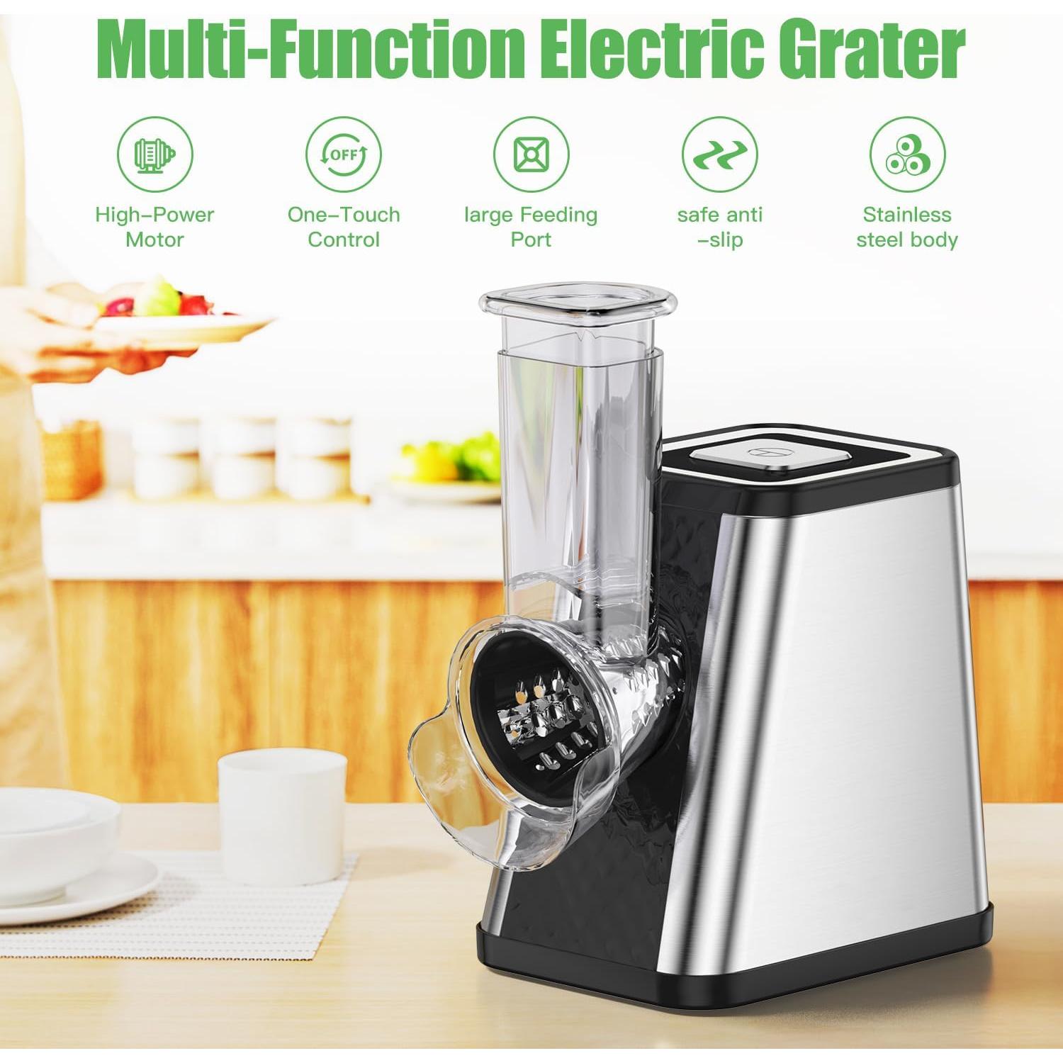 Rallador de Queso Eléctrico AERVOCE 5 en 1 con Contenedor