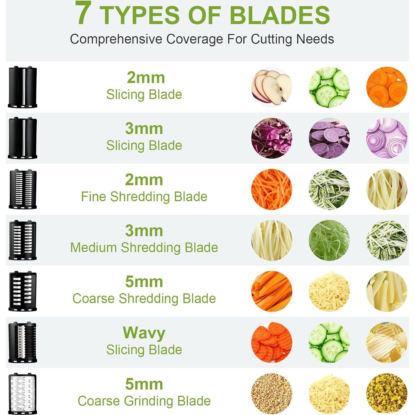 Rallador de Queso Eléctrico Obecilc 300W con 7 Cuchillas Inoxidable