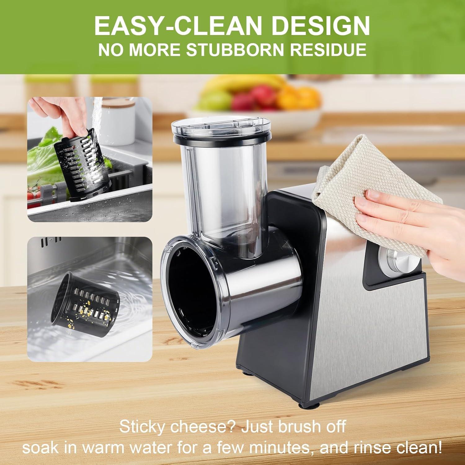 Rallador de Queso Eléctrico Obecilc 300W con 7 Cuchillas Inoxidable