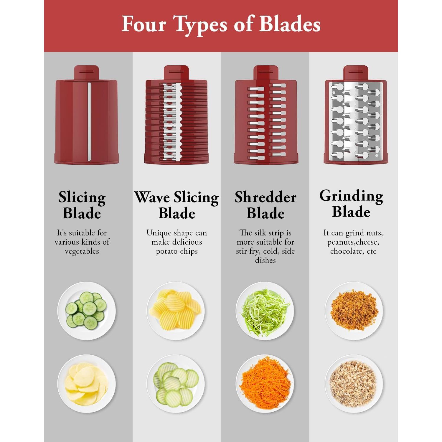 Rallador Eléctrico TOAKELI para Queso y Verduras - 8 Cuchillas