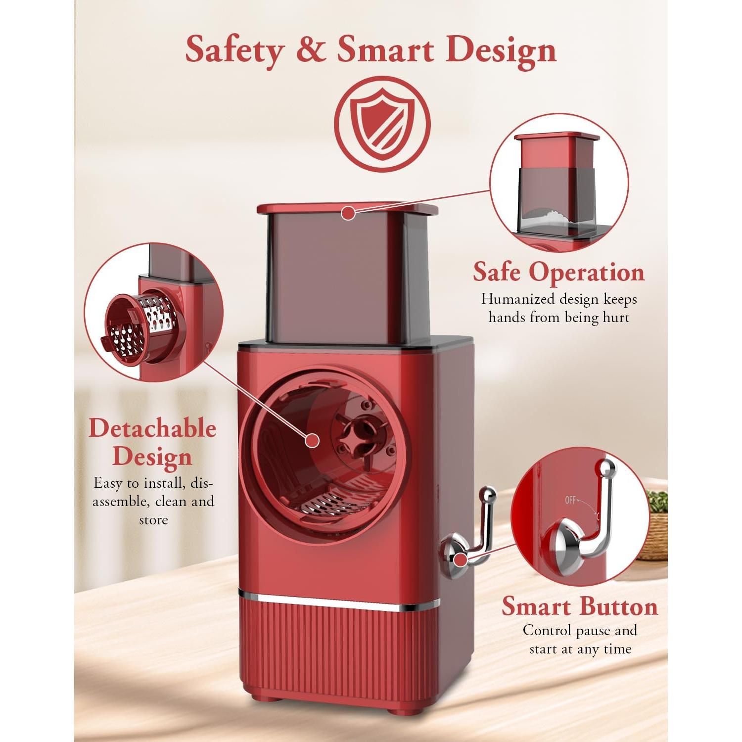 Rallador Eléctrico TOAKELI para Queso y Verduras - 8 Cuchillas