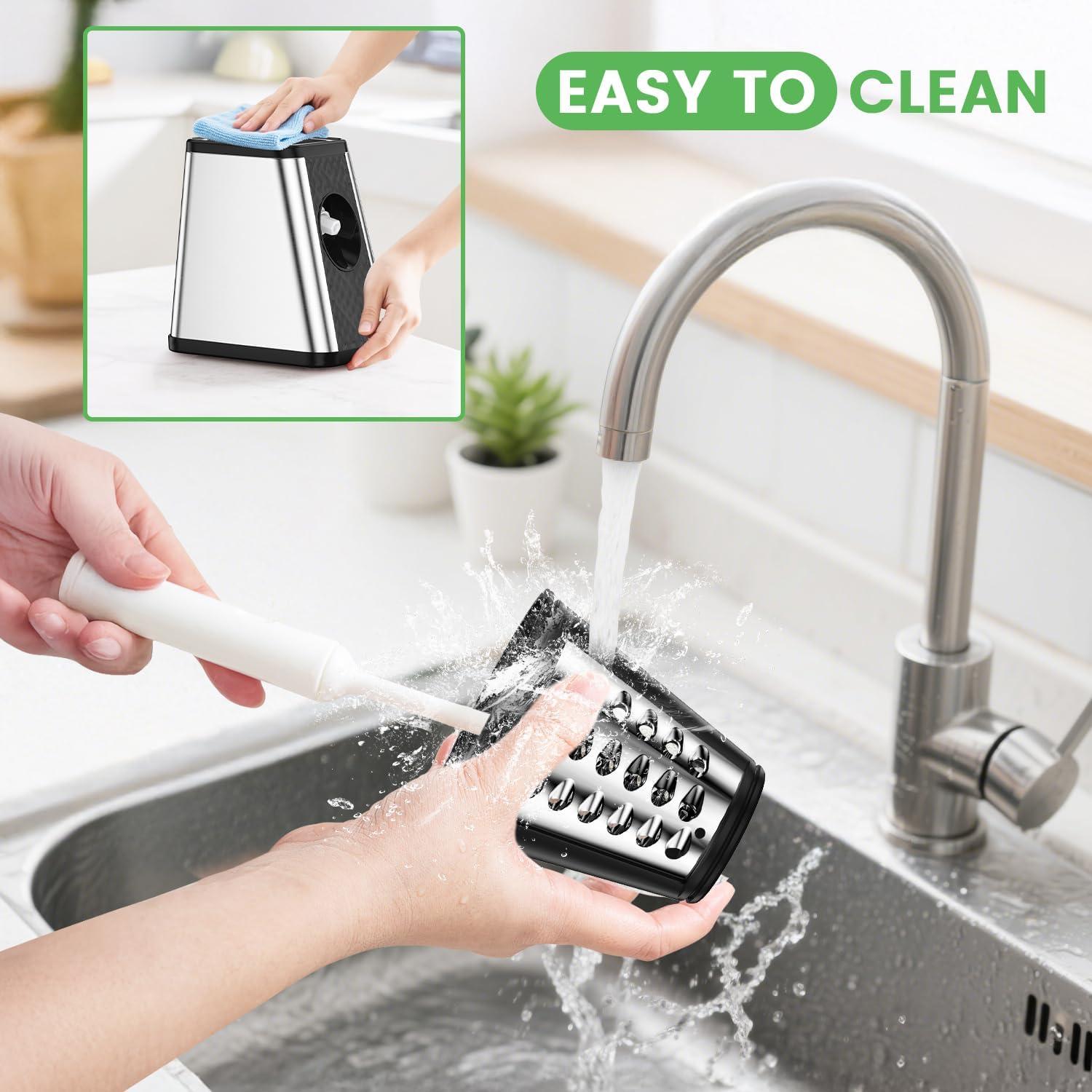 Rallador de Queso Eléctrico AERKINE 5 en 1 con 5 Cuchillas