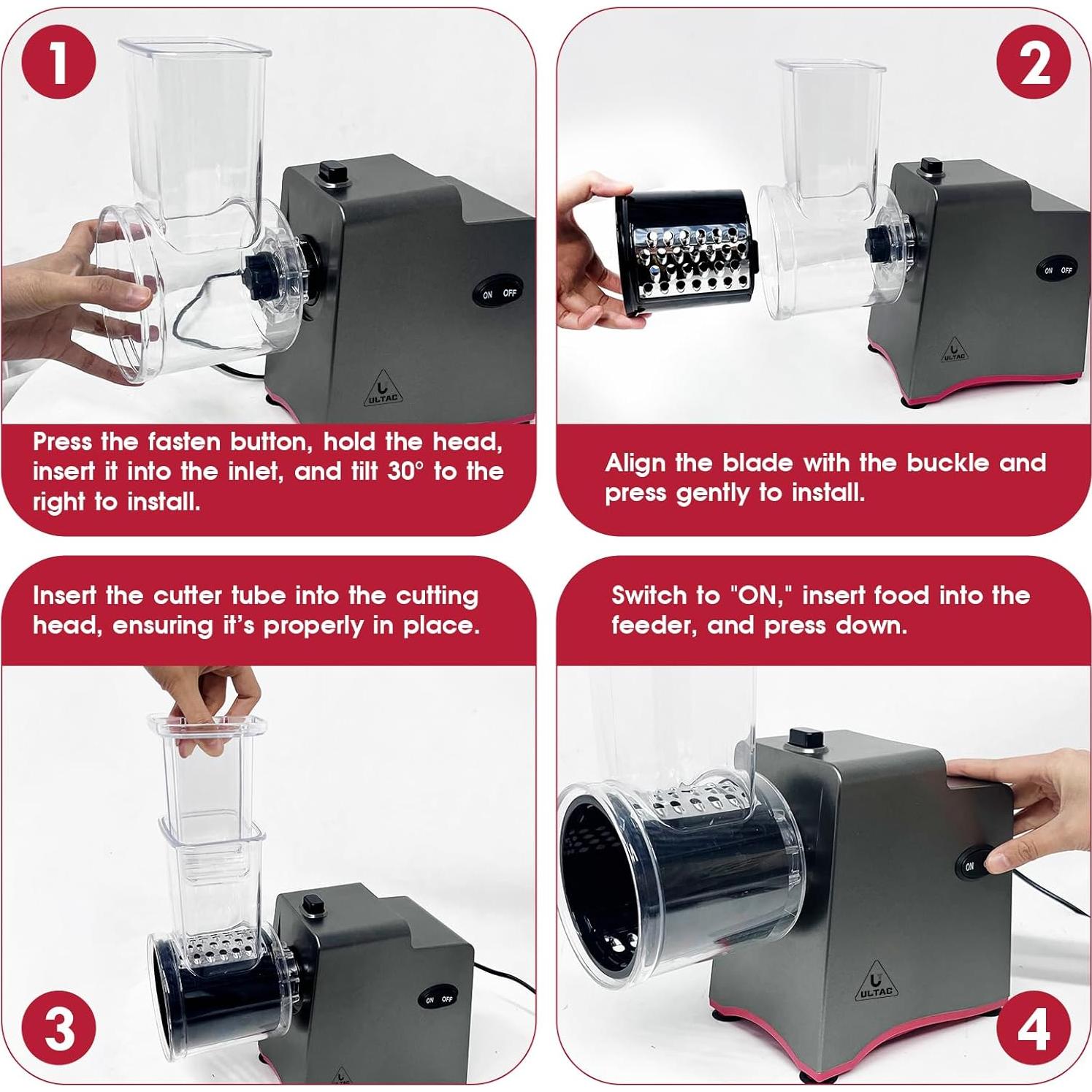 Rallador de Queso Eléctrico ULTAC Q-1 250W 7 Cuchillas