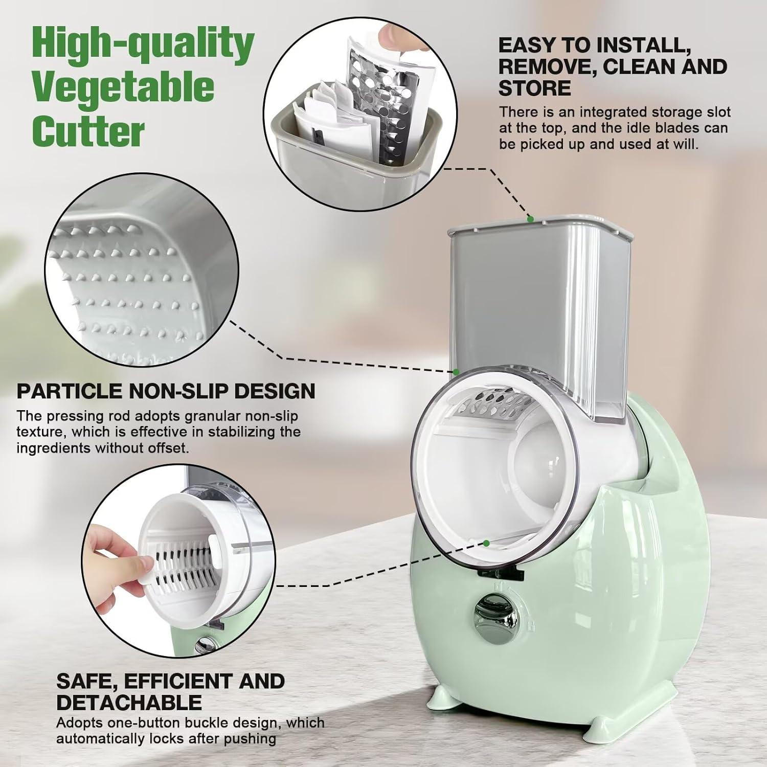 Rallador de Queso Eléctrico Failenfeivp Verde 3 en 1