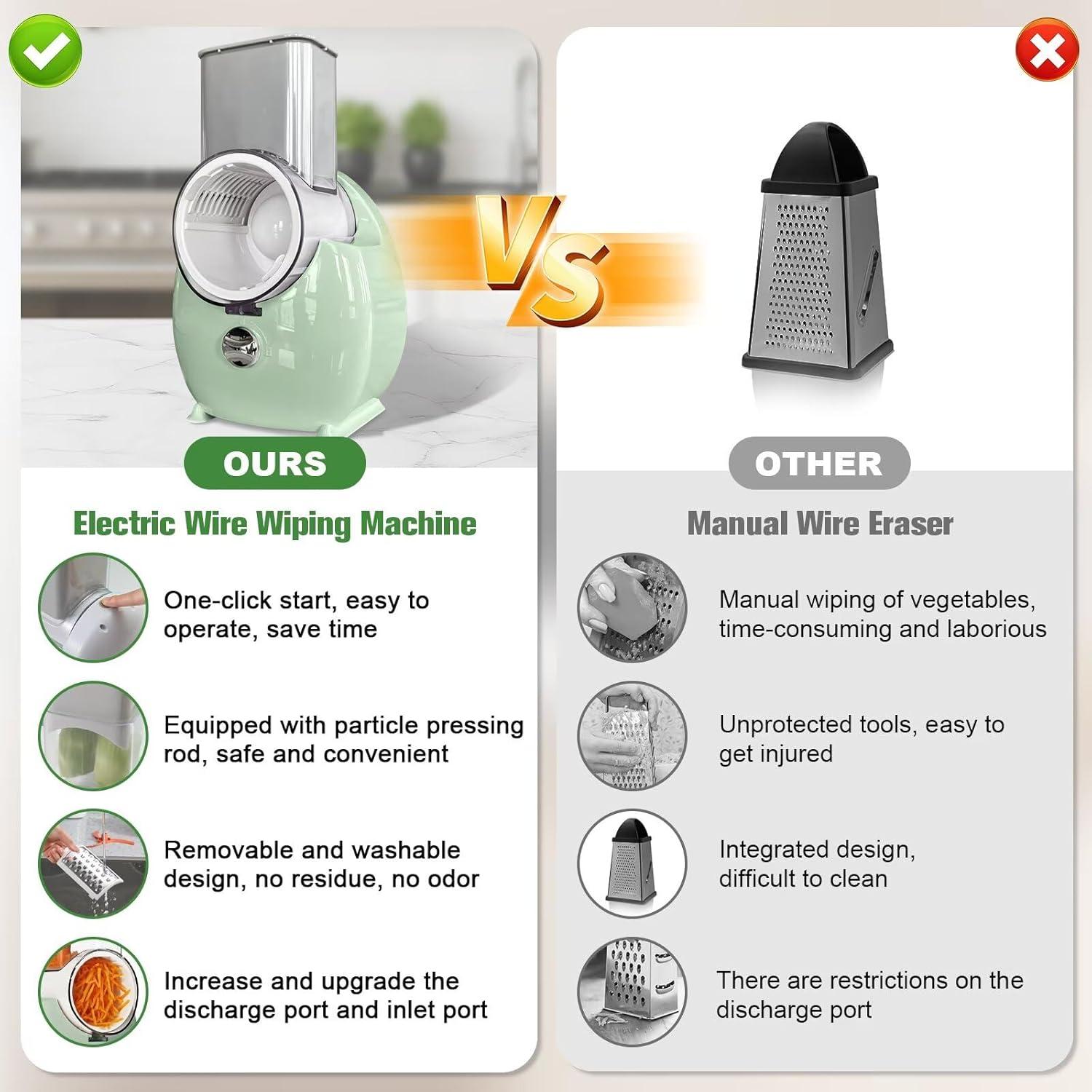 Rallador de Queso Eléctrico Failenfeivp Verde 3 en 1