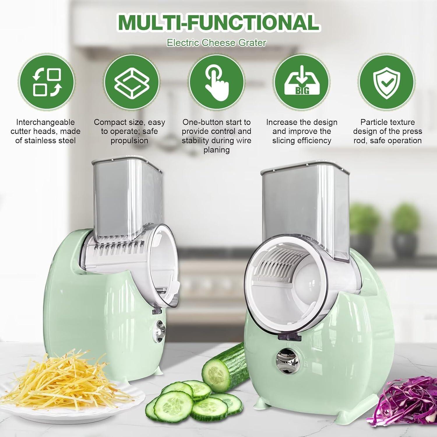 Rallador de Queso Eléctrico Failenfeivp Verde 3 en 1