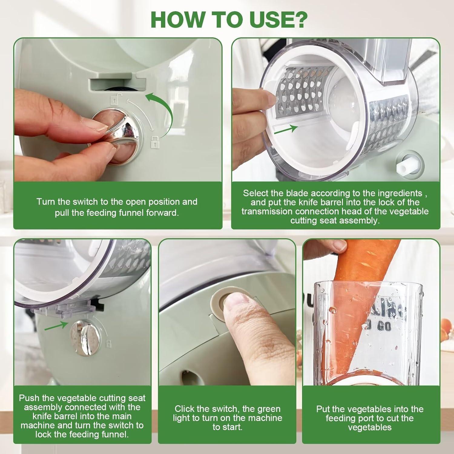 Rallador de Queso Eléctrico Failenfeivp Verde 3 en 1