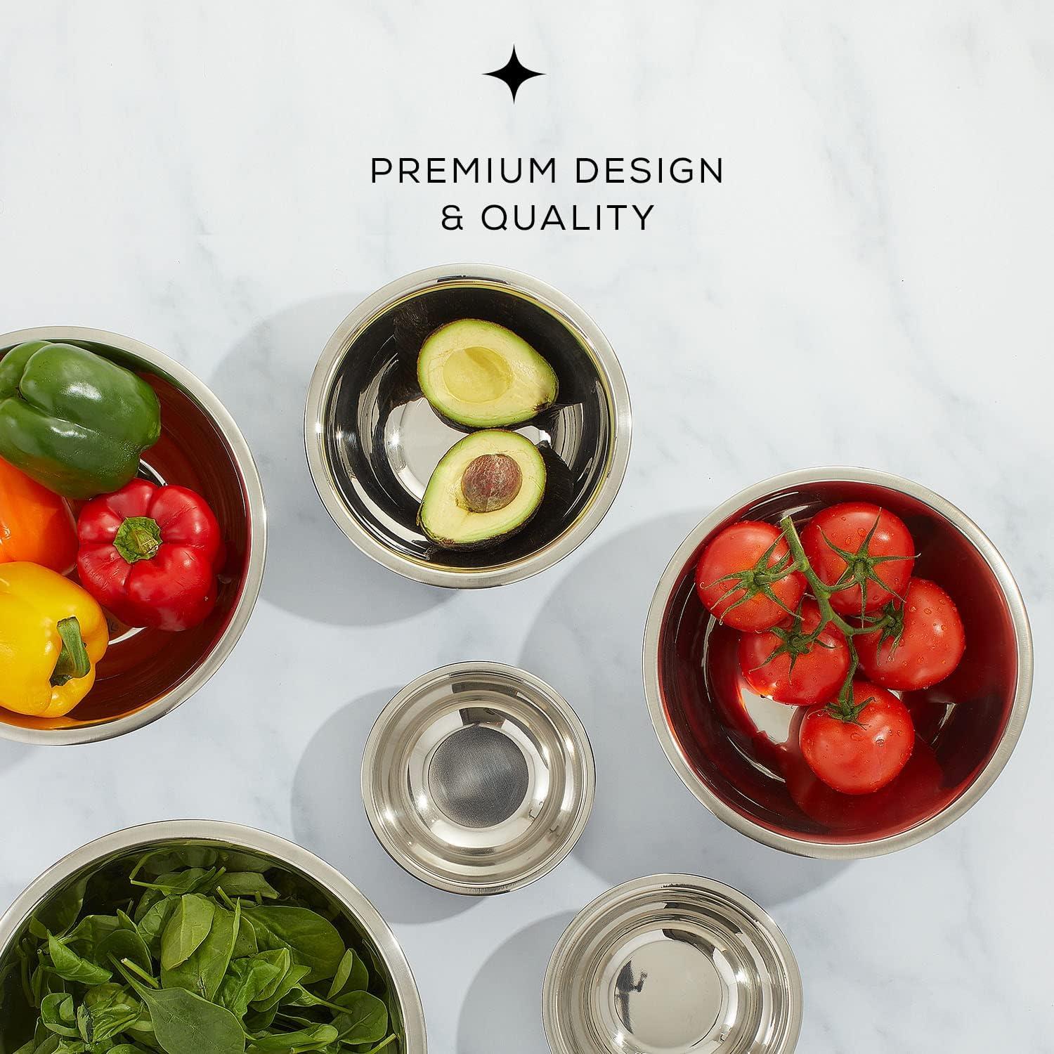 Juego de Cuencos de Mezcla JoyJolt - 6 Piezas Acero Inoxidable