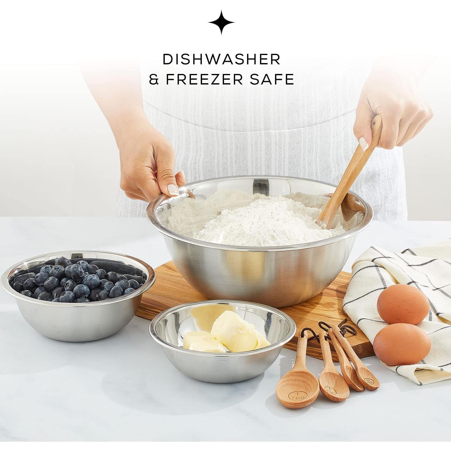 Juego de Cuencos de Mezcla JoyJolt - 6 Piezas Acero Inoxidable