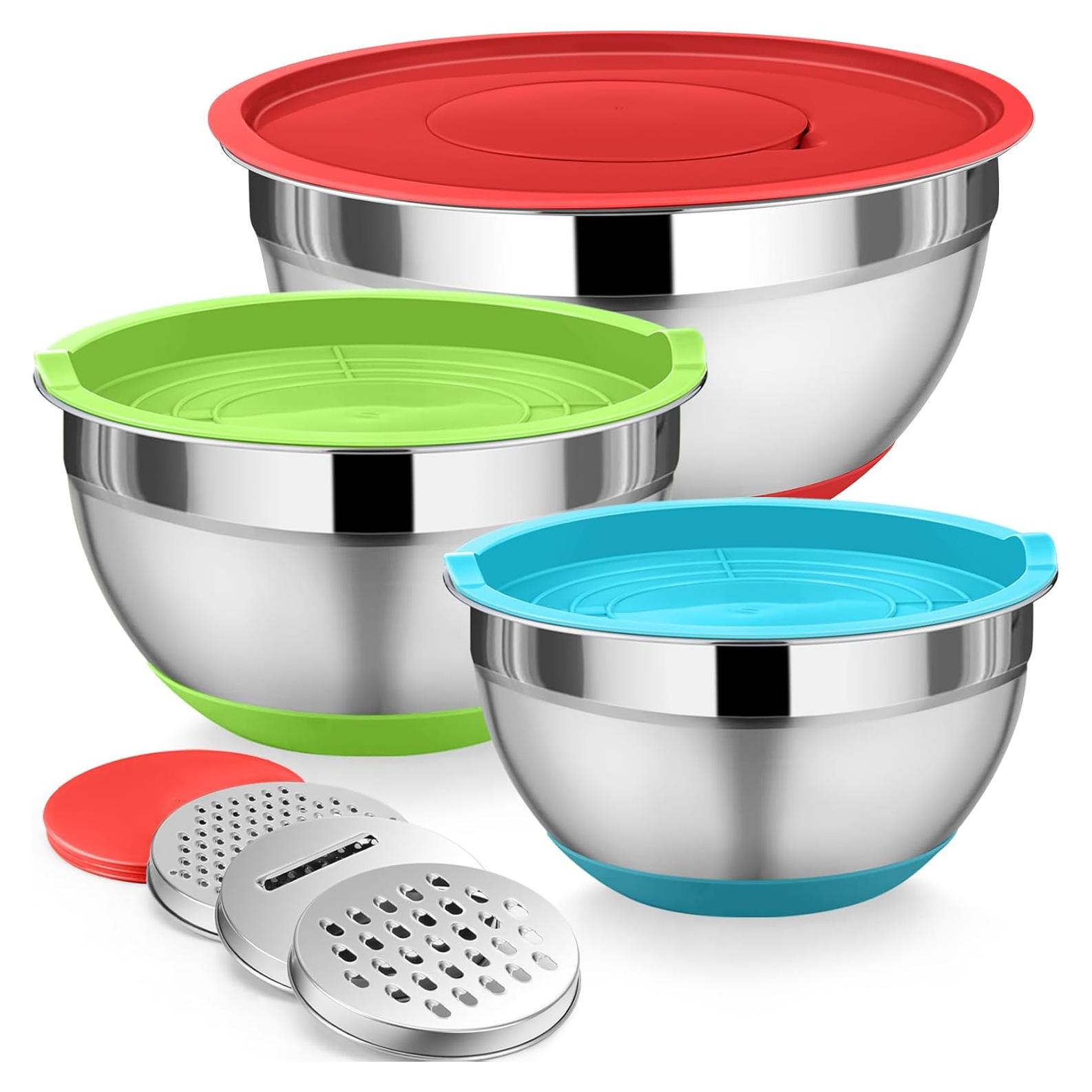 Juego de 3 Tazones de Mezcla P&P CHEF Acero Inoxidable 1.5/2.6/4.6 L