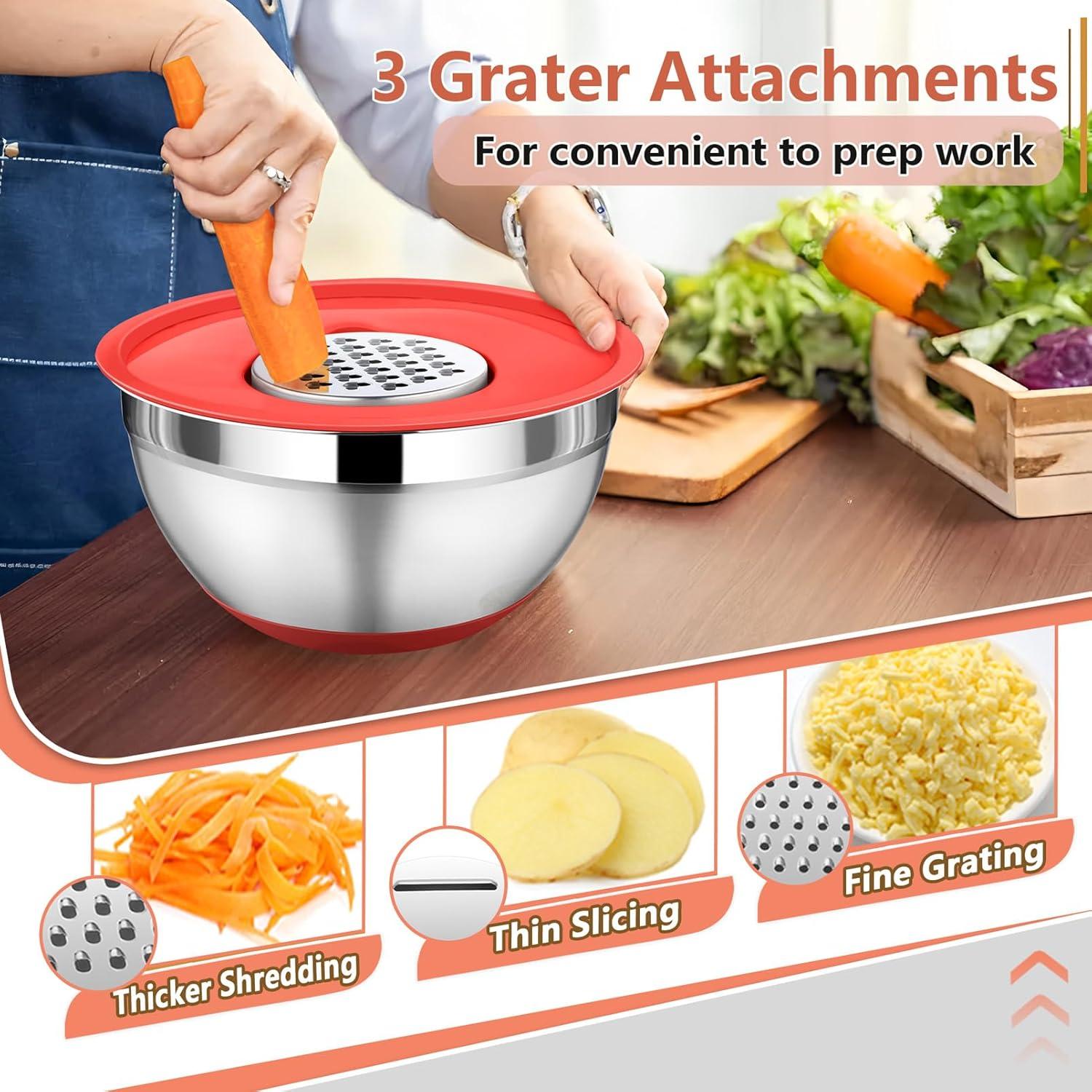 Juego de 3 Tazones de Mezcla P&P CHEF Acero Inoxidable 1.5/2.6/4.6 L