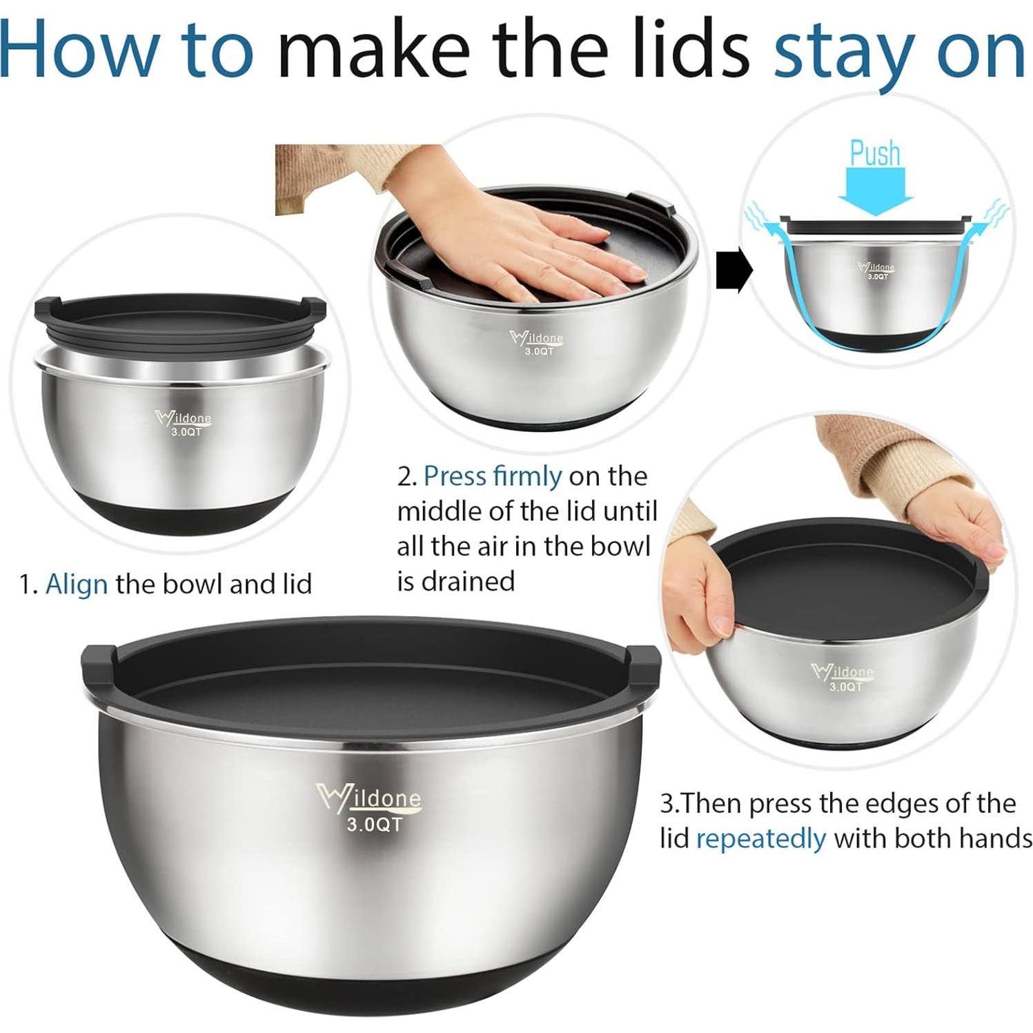 Conjunto de Cuencos Mezcladores Wildone 5 Piezas Acero Inoxidable