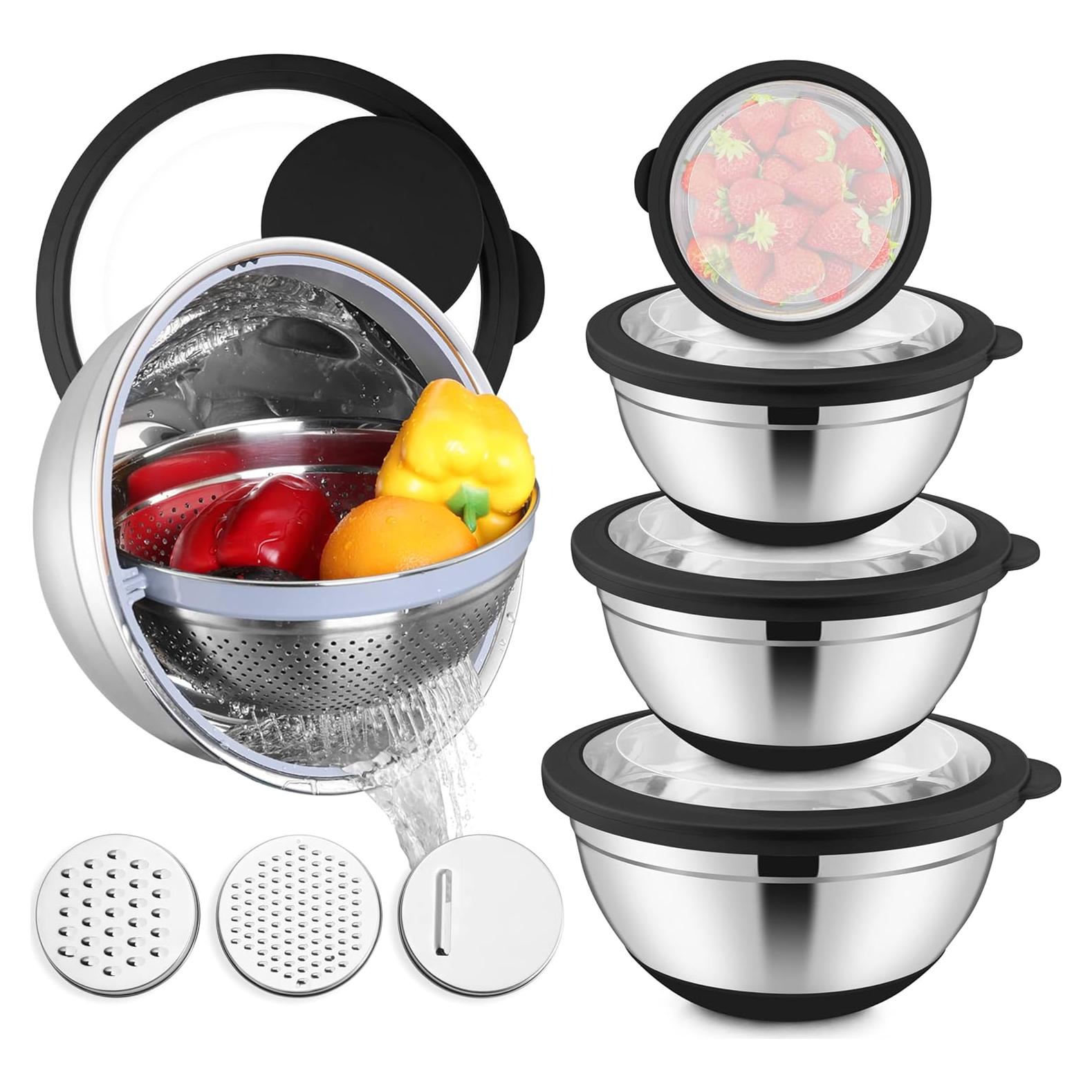 Juego de Cuencos Mezcladores E-far 15PCS Acero Inoxidable 4.4L