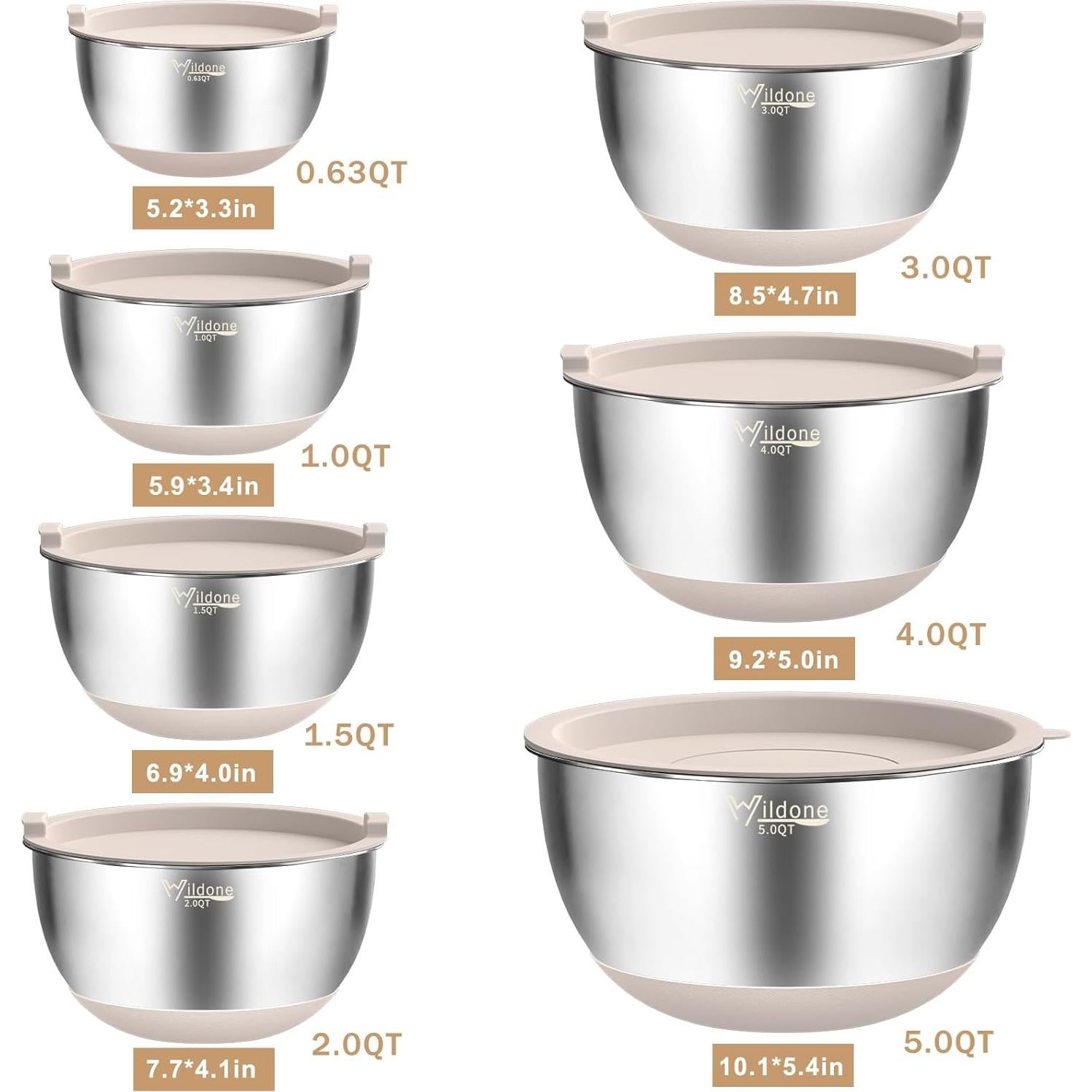 Juego de Tazones de Mezcla Wildone 27 PCS Acero Inoxidable