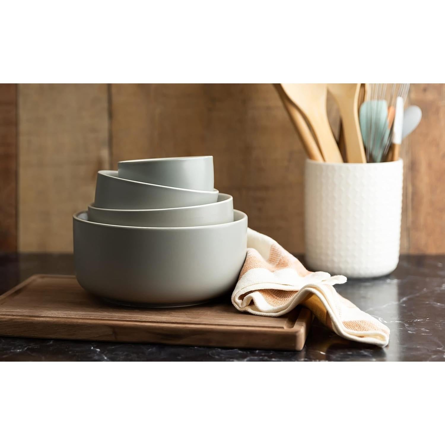 Set de 4 Tazones de Cerámica KooK Apilables Apto Microondas