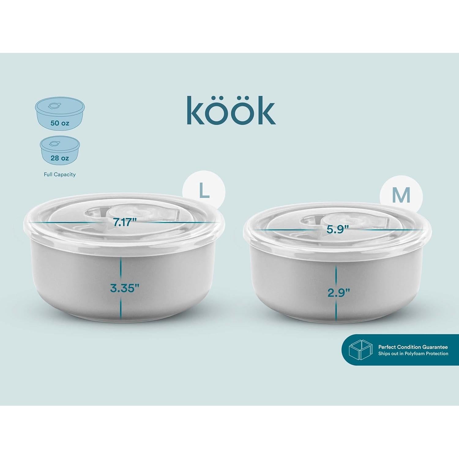 Set de 4 Tazones de Cerámica KooK Apilables Apto Microondas