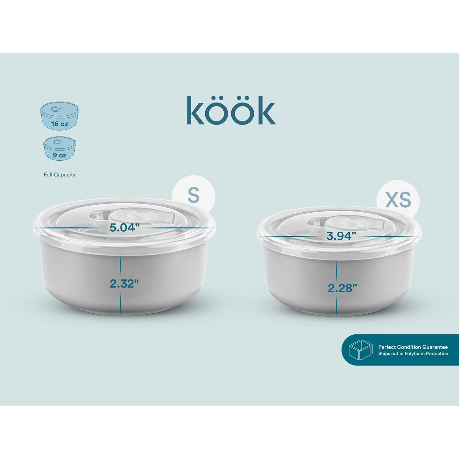 Set de 4 Tazones de Cerámica KooK Apilables Apto Microondas