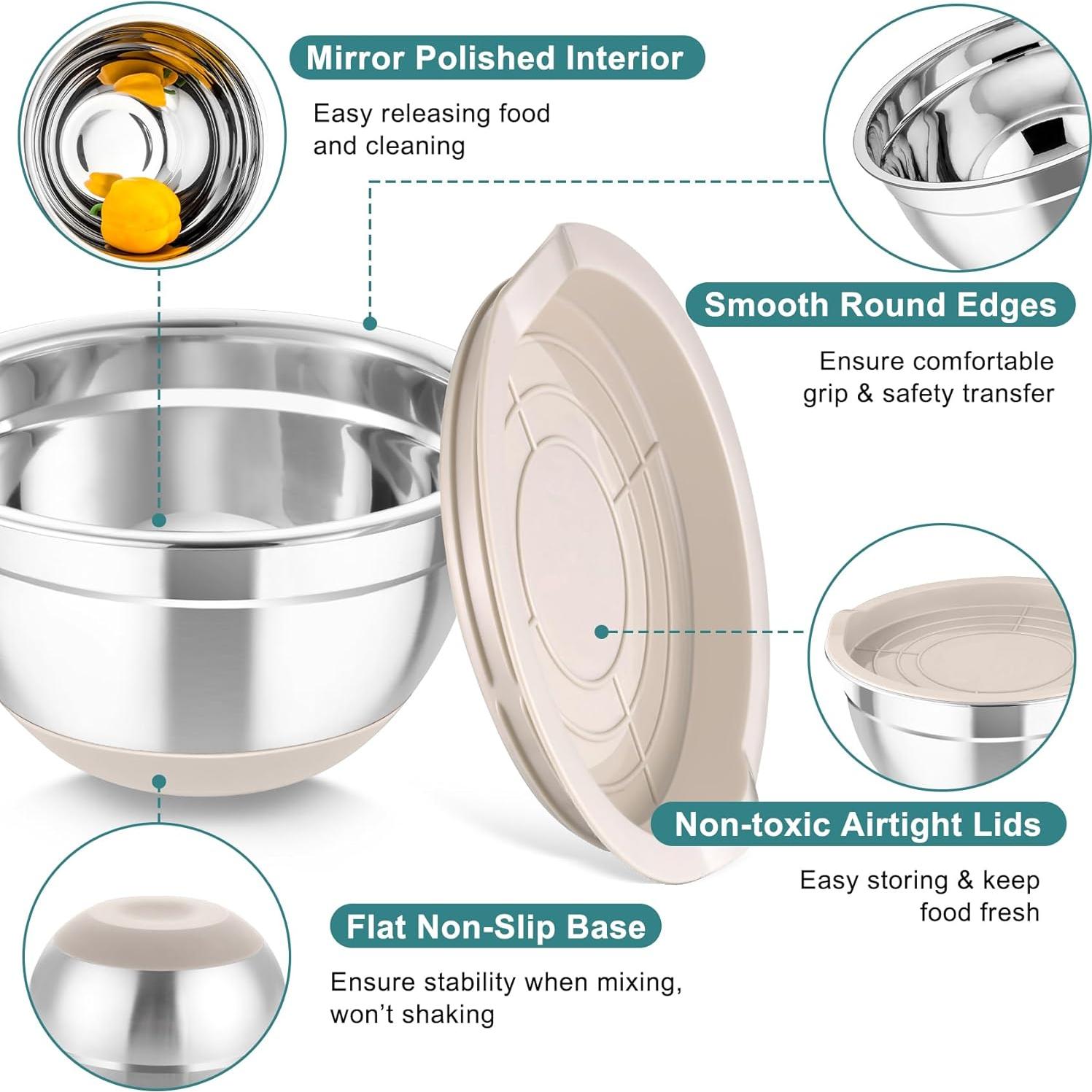 Juego de Cuencos Mezcladores TeamFar 5 Piezas Acero Inoxidable