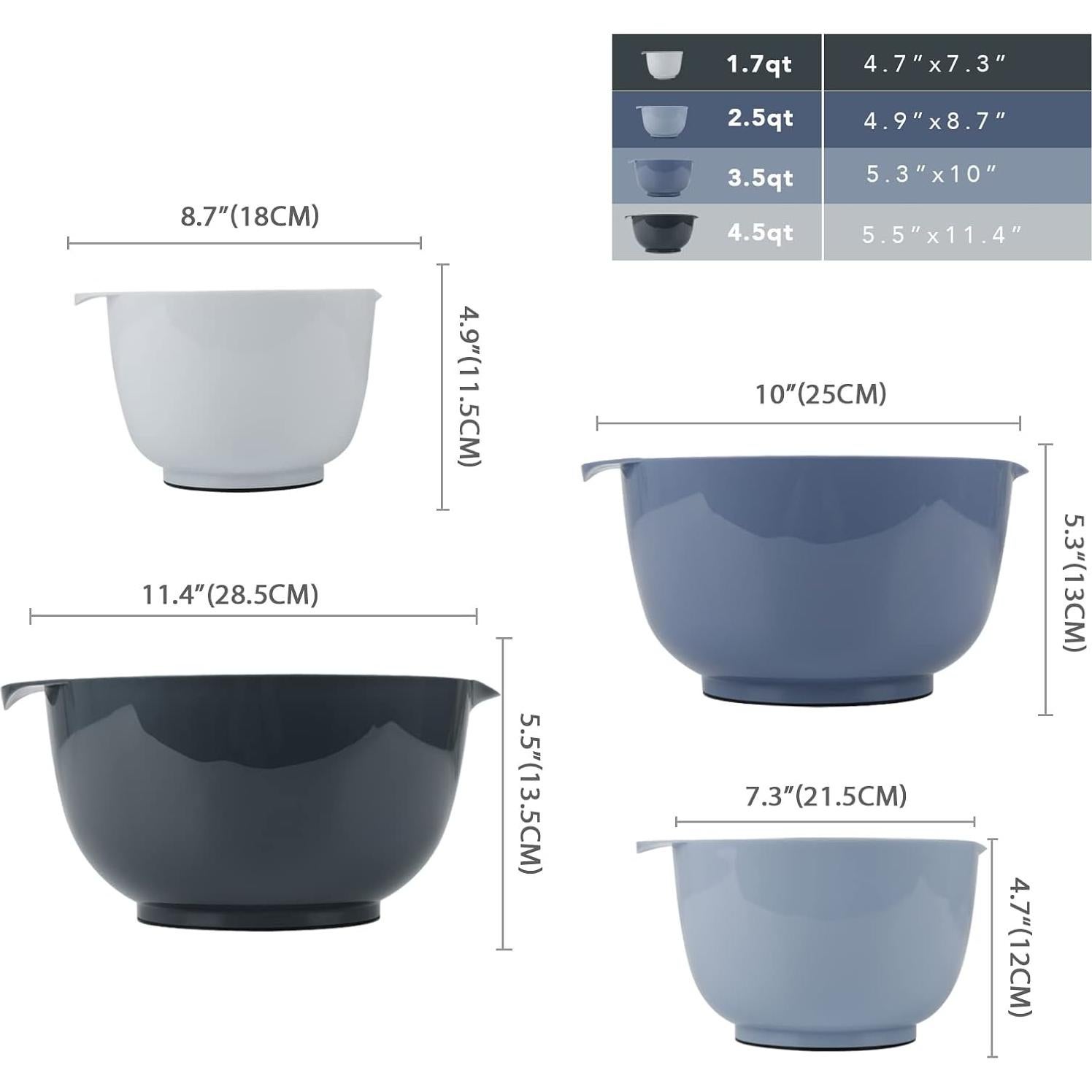 Juego de Cuencos de Mezcla BoxedHome 4 Piezas Antideslizante