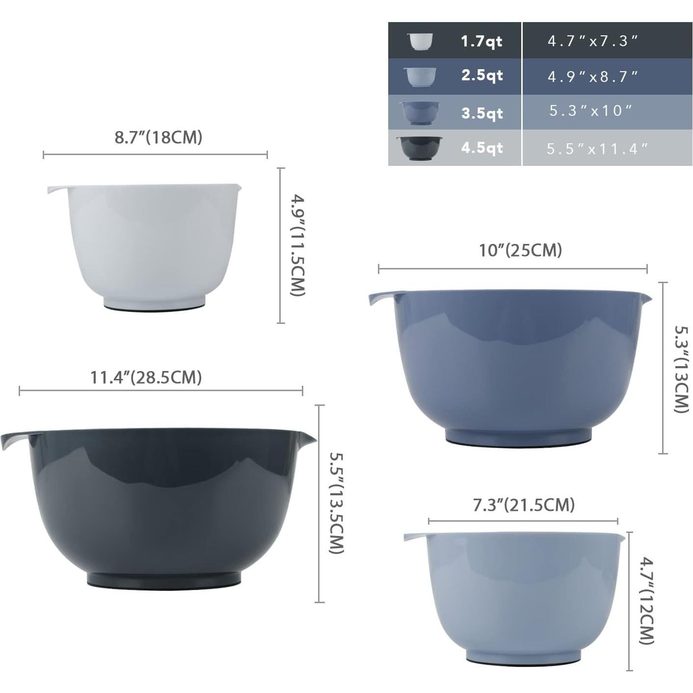 Juego de Cuencos de Mezcla BoxedHome 4 Piezas Antideslizante