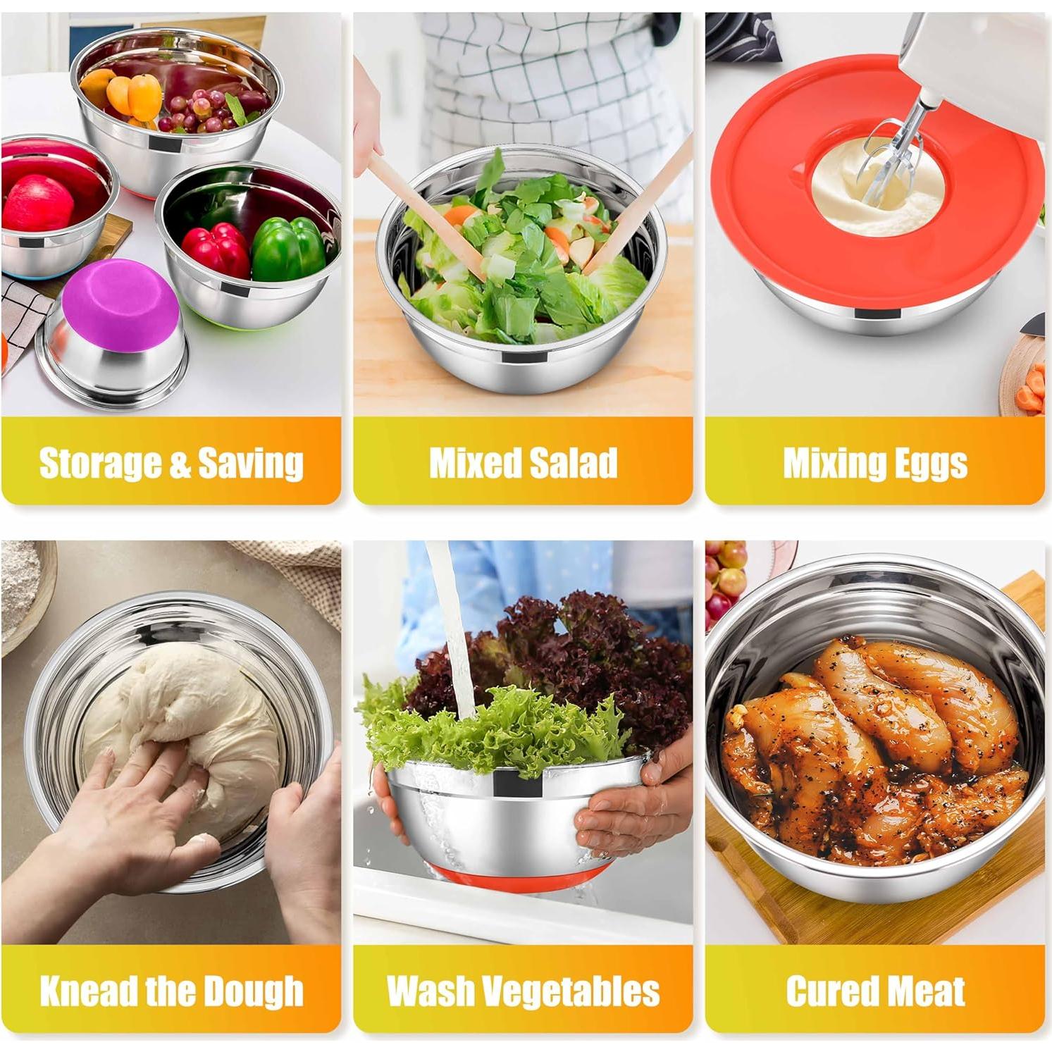 Juego de Cuencos de Mezcla E-far Acero Inoxidable 5 Piezas