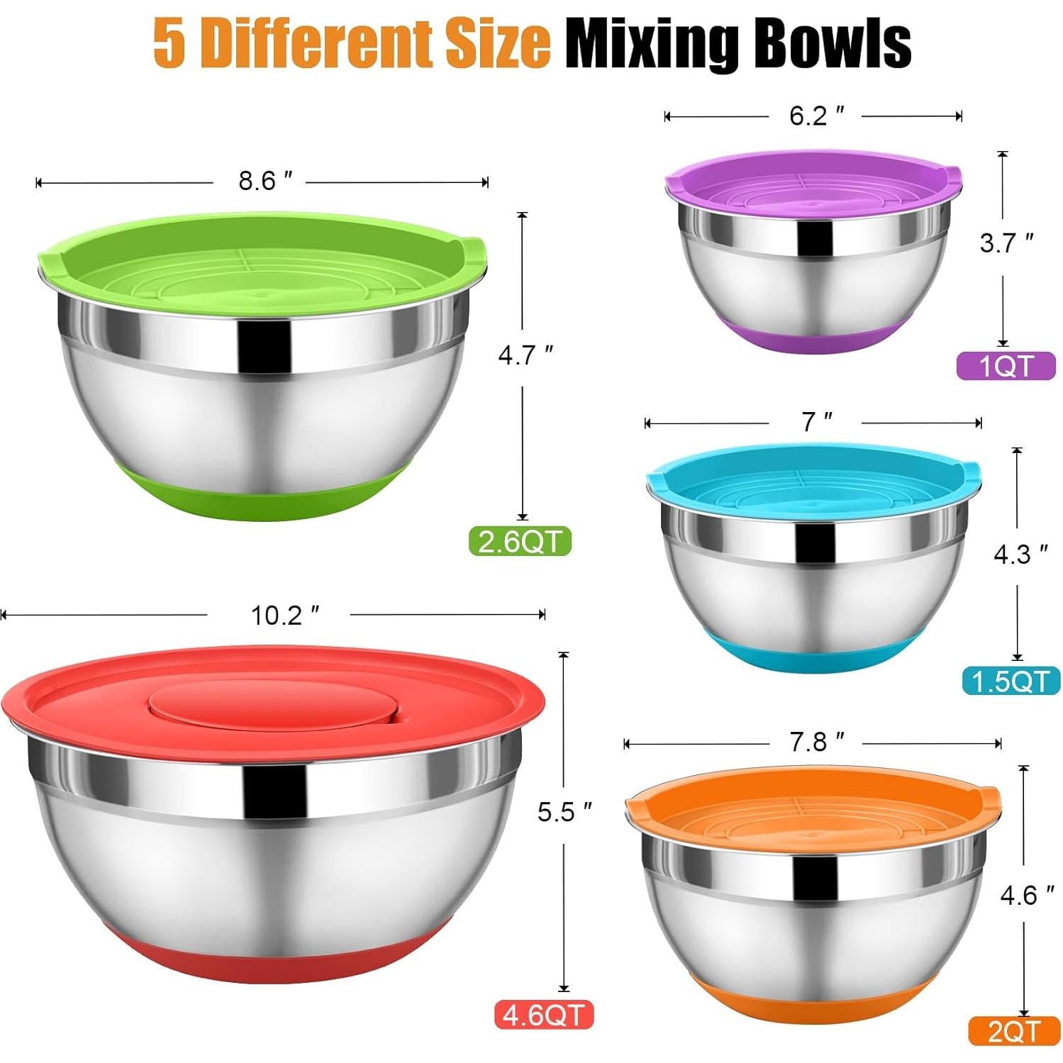 Juego de Tazones Mezcladores P&P CHEF 5 Piezas Acero Inoxidable