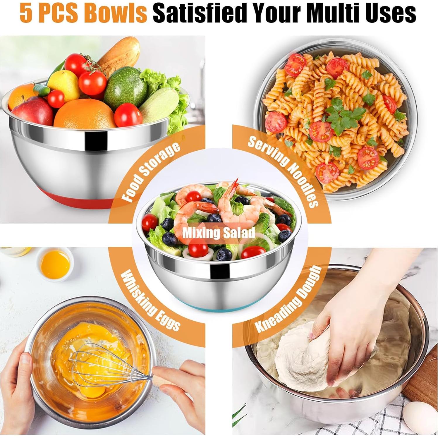 Juego de Tazones Mezcladores P&P CHEF 5 Piezas Acero Inoxidable