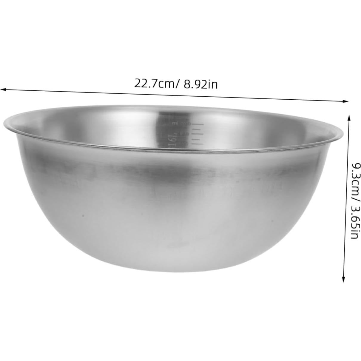 Tazón Mezclador Acero Inoxidable Zerodeko 22.7cm con Medidas