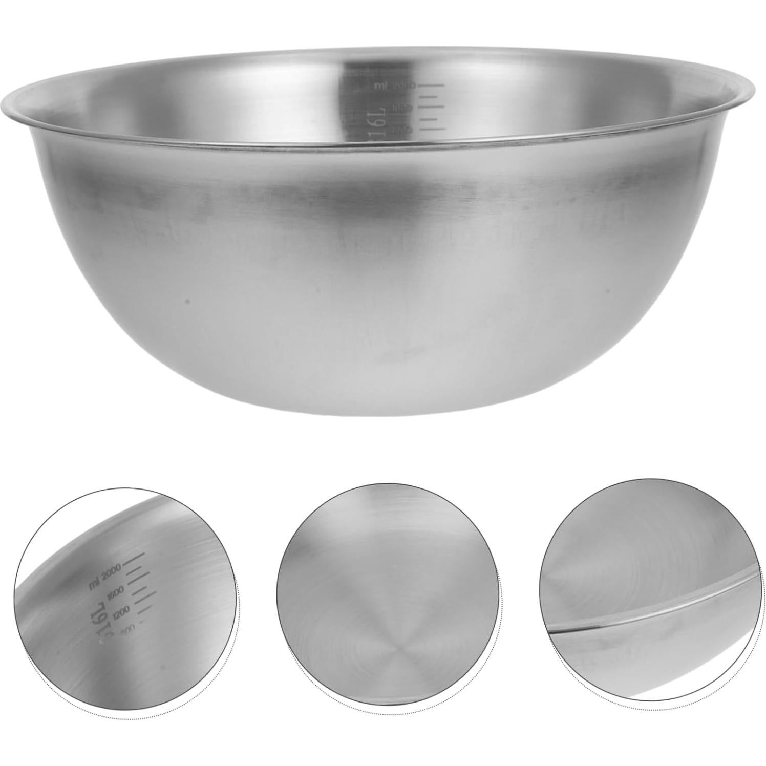 Tazón Mezclador Acero Inoxidable Zerodeko 22.7cm con Medidas