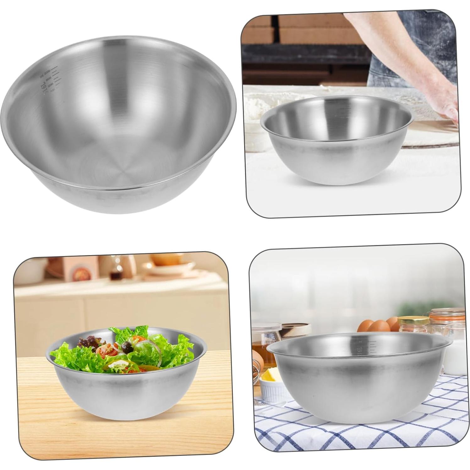 Tazón Mezclador Acero Inoxidable Zerodeko 22.7cm con Medidas