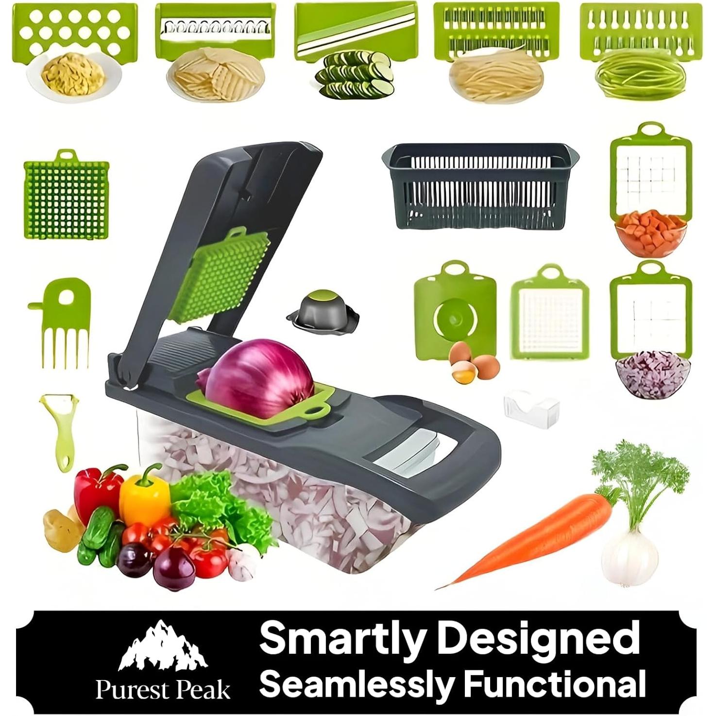 Picador de Verduras 16-en-1 Purest Peak - Cuchillas Intercambiables