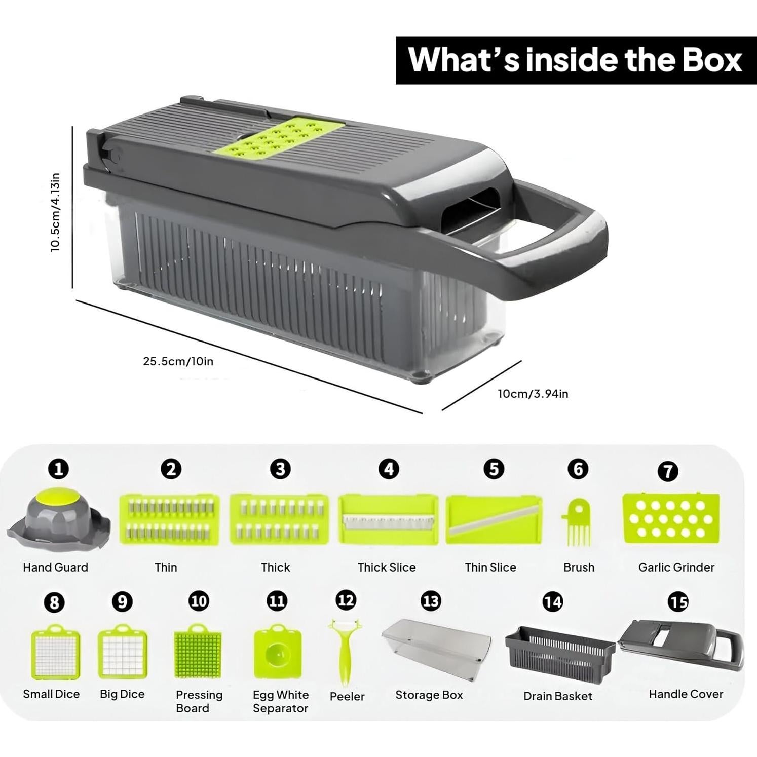Picador de Verduras 16-en-1 Purest Peak - Cuchillas Intercambiables