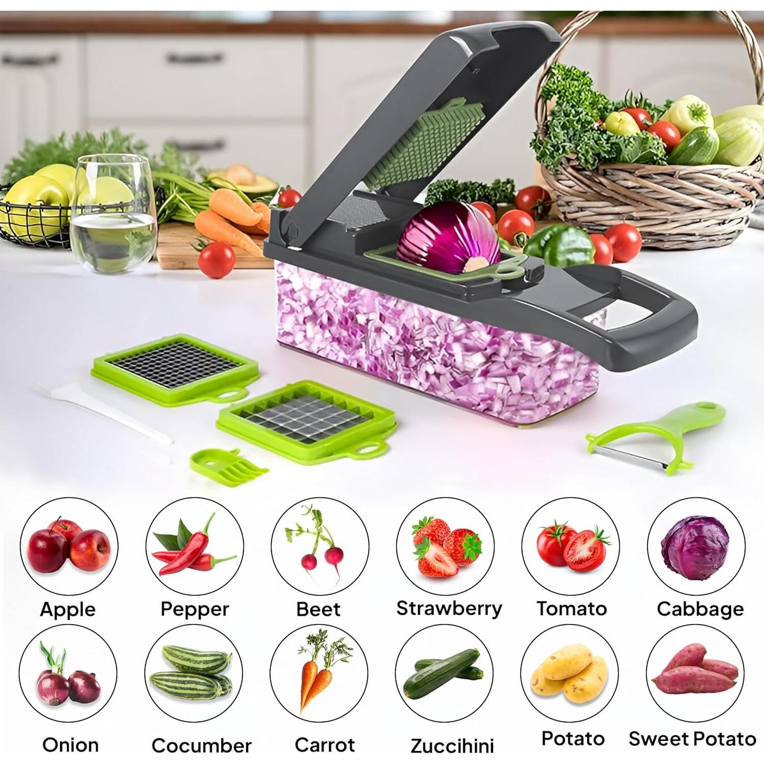 Picador de Verduras 16-en-1 Purest Peak - Cuchillas Intercambiables