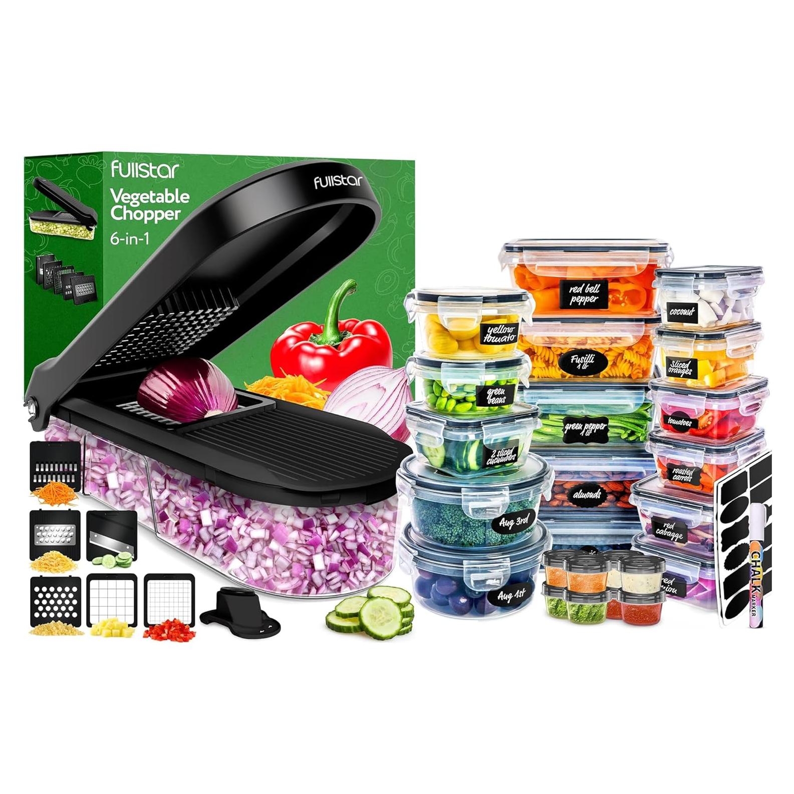Picador de Verduras Fullstar Negro + 50 Contenedores Alimentos